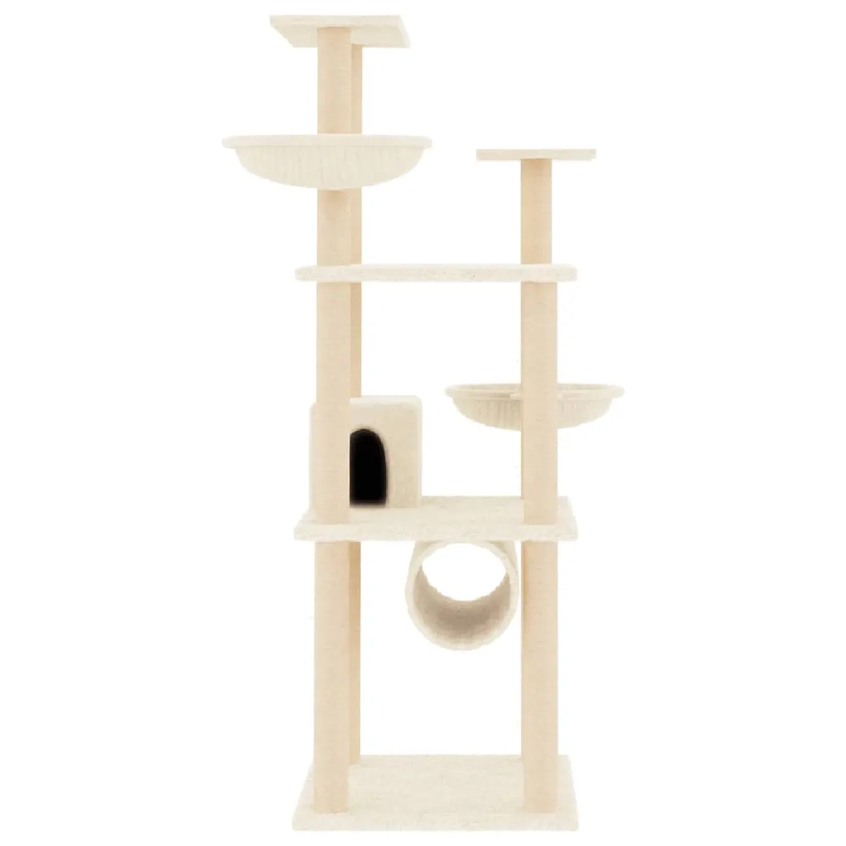 Comparer les prix de Arbre à chat meuble tour grimper jouet grattage grattoir escalade plateforme avec griffoirs en sisal 141 cm crème 02_0022472