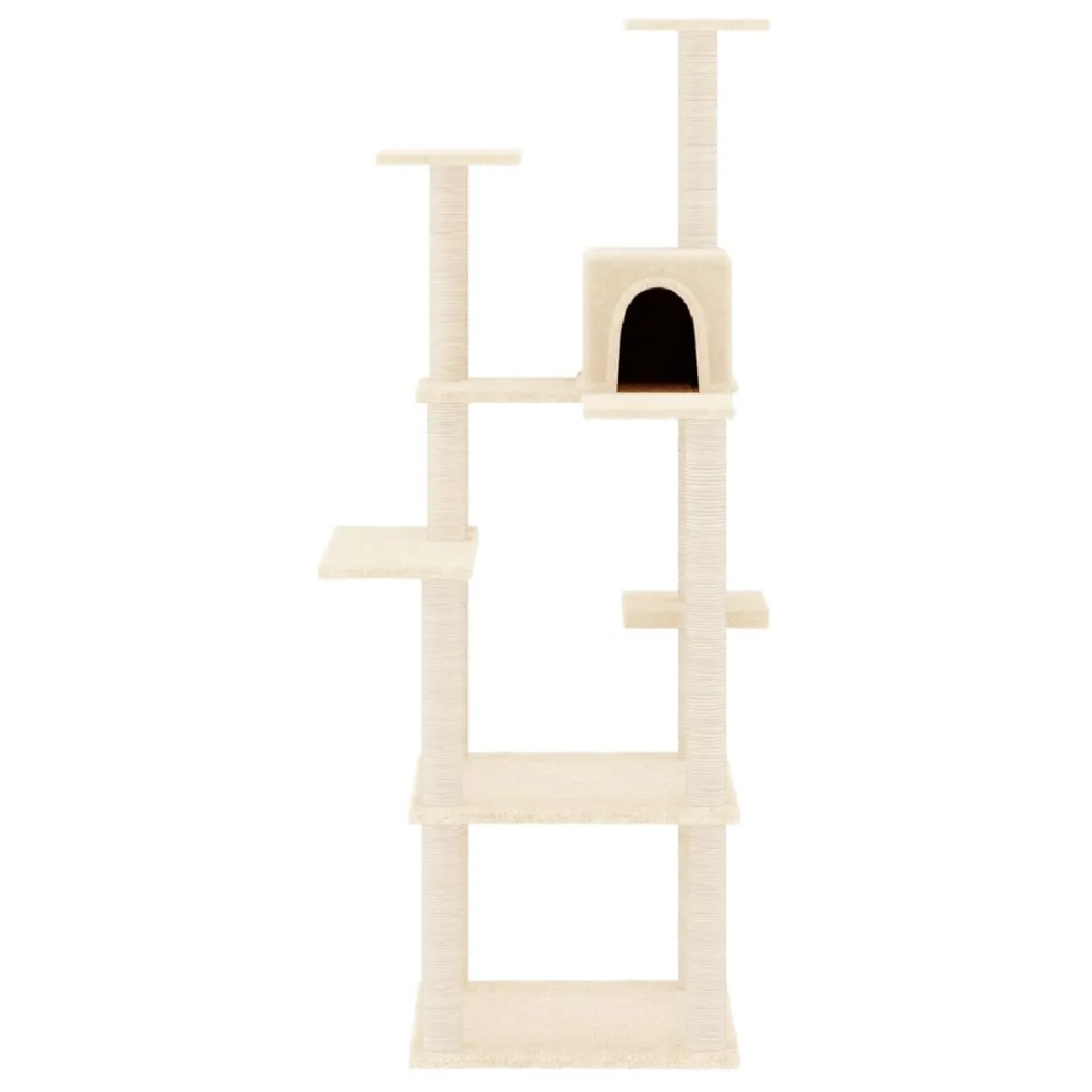 Comparer les prix de Arbre à chat meuble tour grimper jouet grattage grattoir escalade plateforme avec griffoirs en sisal 153 cm crème 02_0022484