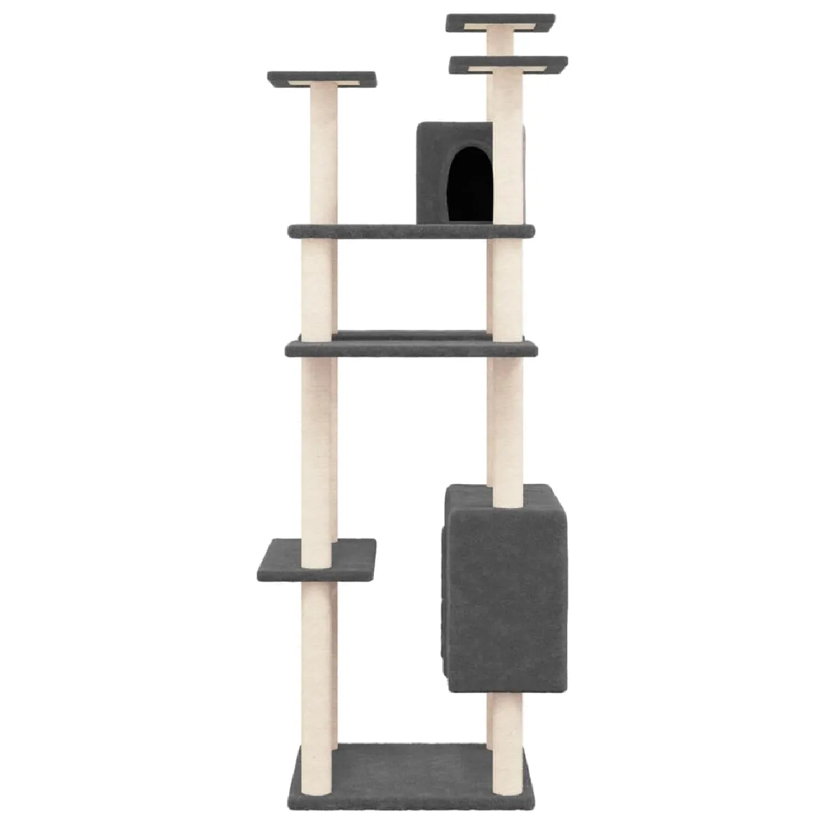 Arbre à chat meuble tour grimper jouet grattage grattoir escalade plateforme avec griffoirs en sisal foncé 162 cm gris 02_0022676