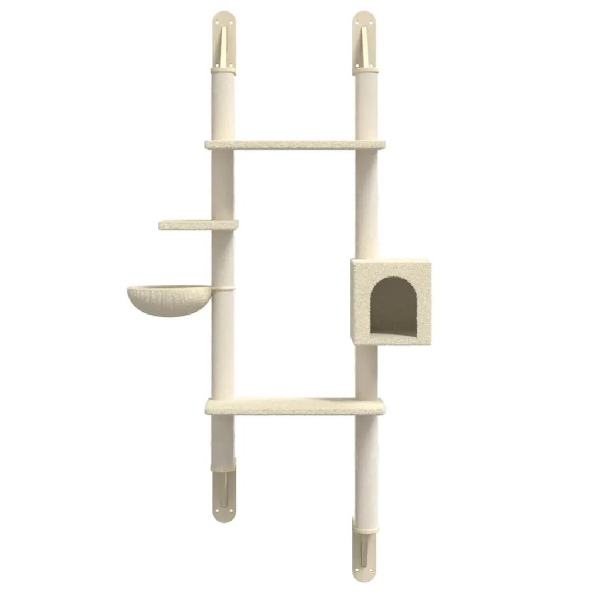 helloshop26 Arbre à chat mural 180 cm - Crème