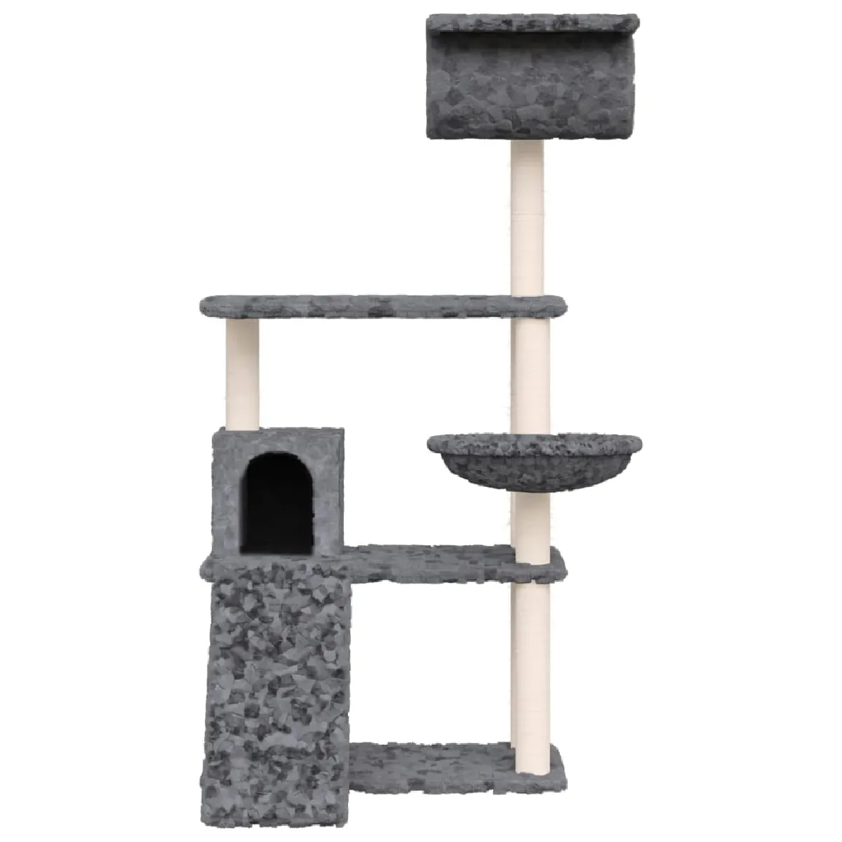 Meilleurs prix pour Arbre à chat meuble tour grimper jouet grattage grattoir escalade plateforme avec griffoirs en sisal foncé 131 cm gris 02_0022654