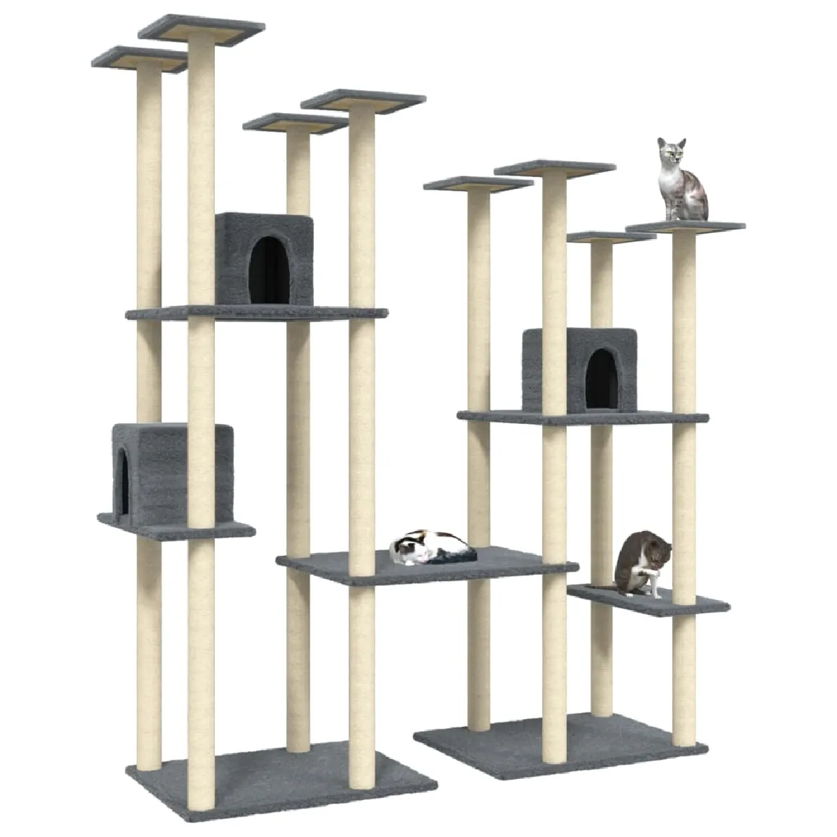 Comparer les prix de Arbre à chat meuble tour grimper jouet grattage grattoir escalade plateforme avec griffoirs en sisal foncé 174 cm gris 02_0022684