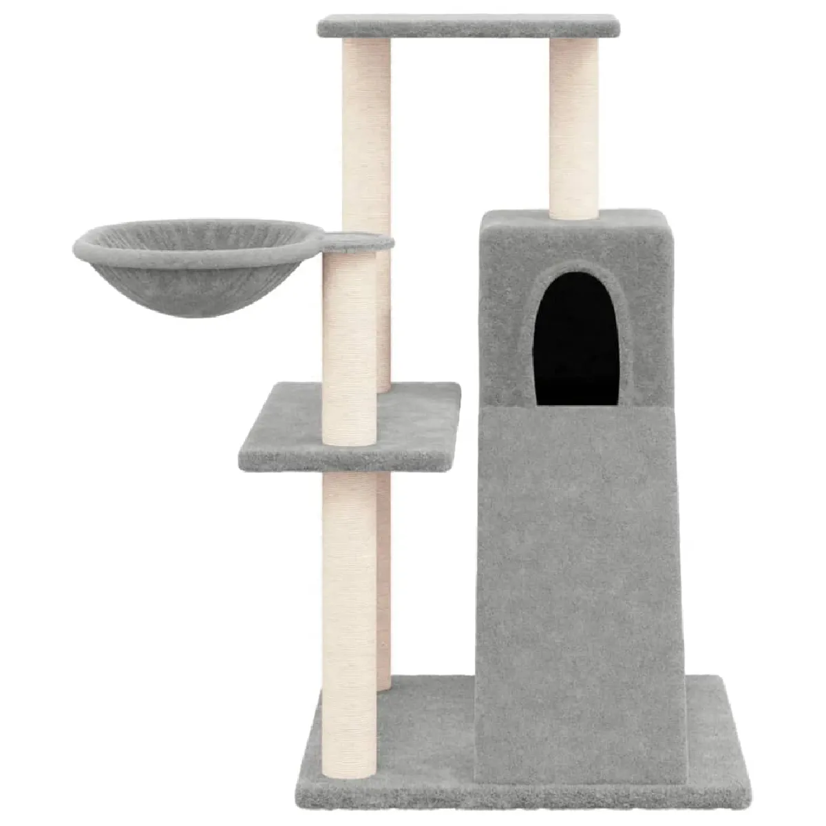 Comparer les prix de Arbre à chat meuble tour grimper jouet grattage grattoir escalade plateforme avec griffoirs en sisal clair 82 cm gris 02_0022616