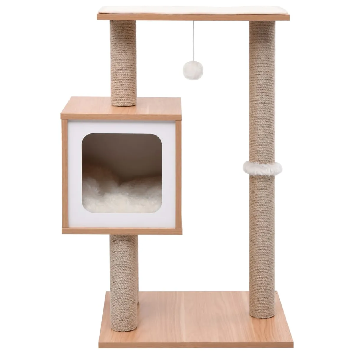 Comparer les prix de Arbre à chat meuble tour grimper jouet grattage grattoir escalade plateforme avec tapis à gratter en sisal 82 cm marron 02_0022740