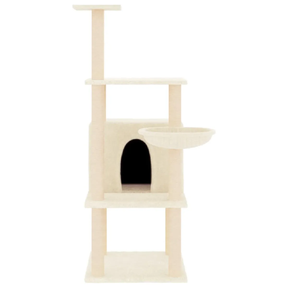Meilleurs prix pour Arbre à chat meuble tour grimper jouet grattage grattoir escalade plateforme avec griffoirs en sisal 132 cm crème 02_0022468