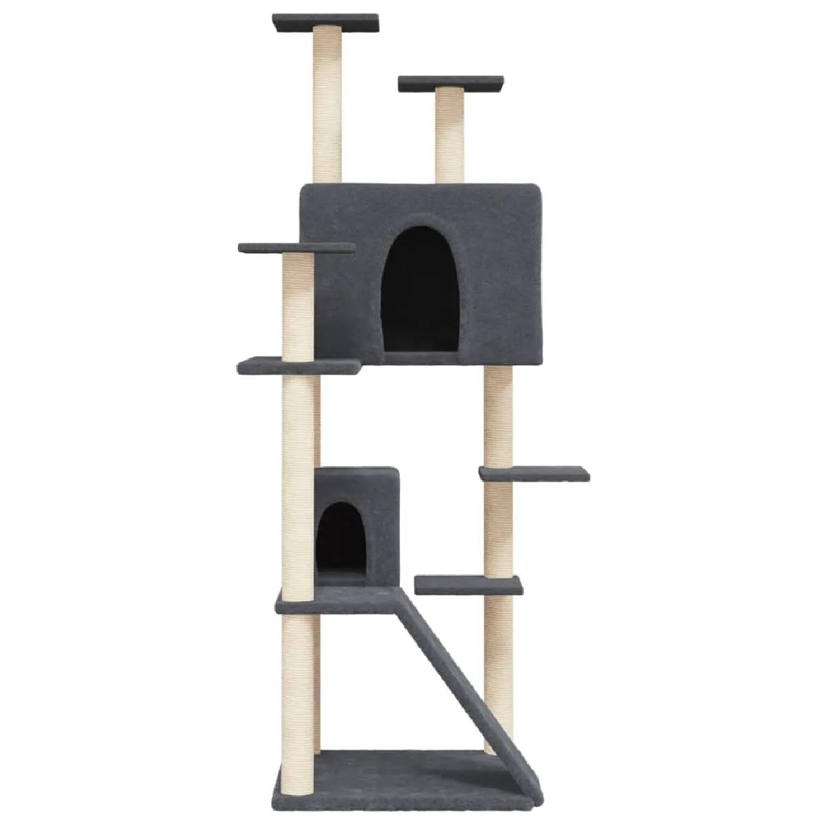 Meilleurs prix pour Arbre à chat meuble tour grimper jouet grattage grattoir escalade plateforme avec griffoirs en sisal foncé 153 cm gris 02_0022670