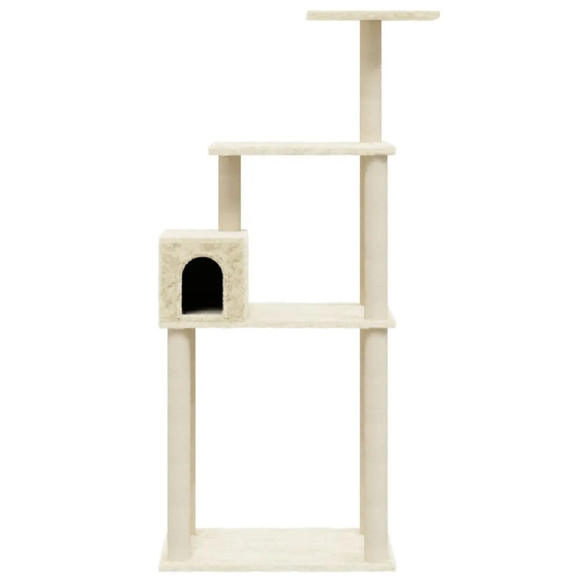 Arbre à chat meuble tour grimper jouet grattage grattoir escalade plateforme avec griffoirs en sisal 147 cm crème 02_0022480