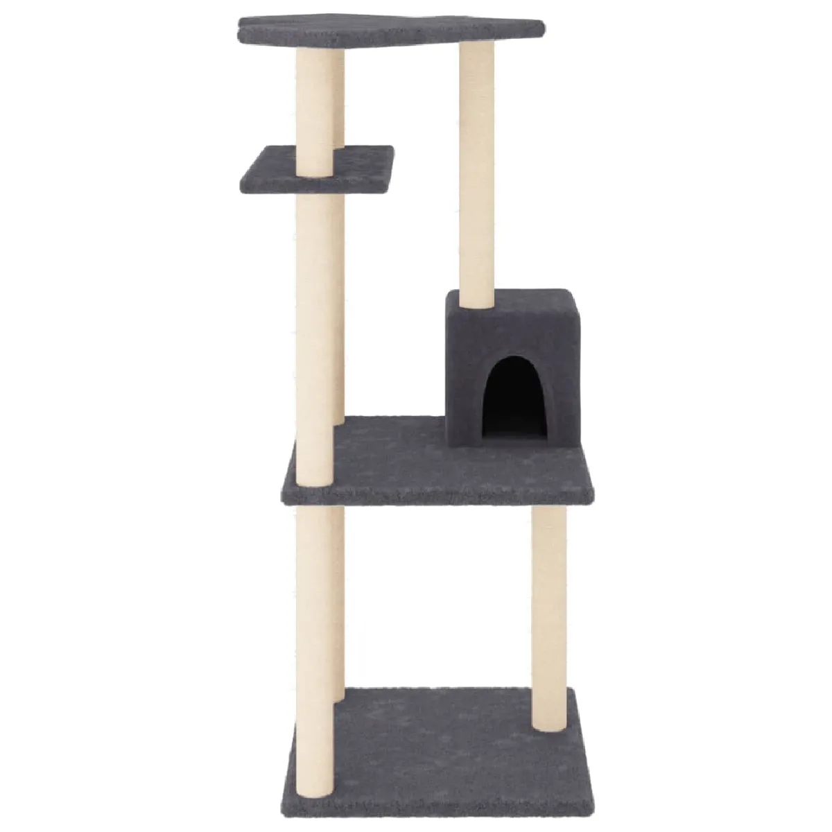 Arbre à chat meuble tour grimper jouet grattage grattoir escalade plateforme avec griffoirs en sisal foncé 123 cm gris 02_0022651