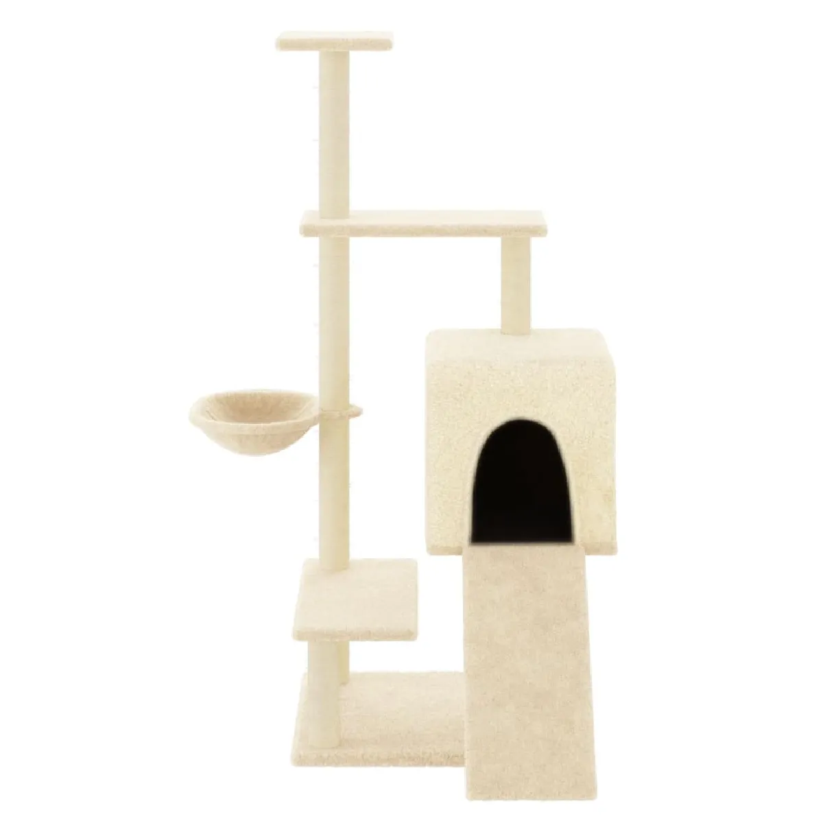 Meilleurs prix pour Arbre à chat meuble tour grimper jouet grattage grattoir escalade plateforme avec griffoirs en sisal 130,5 cm crème 02_0022465