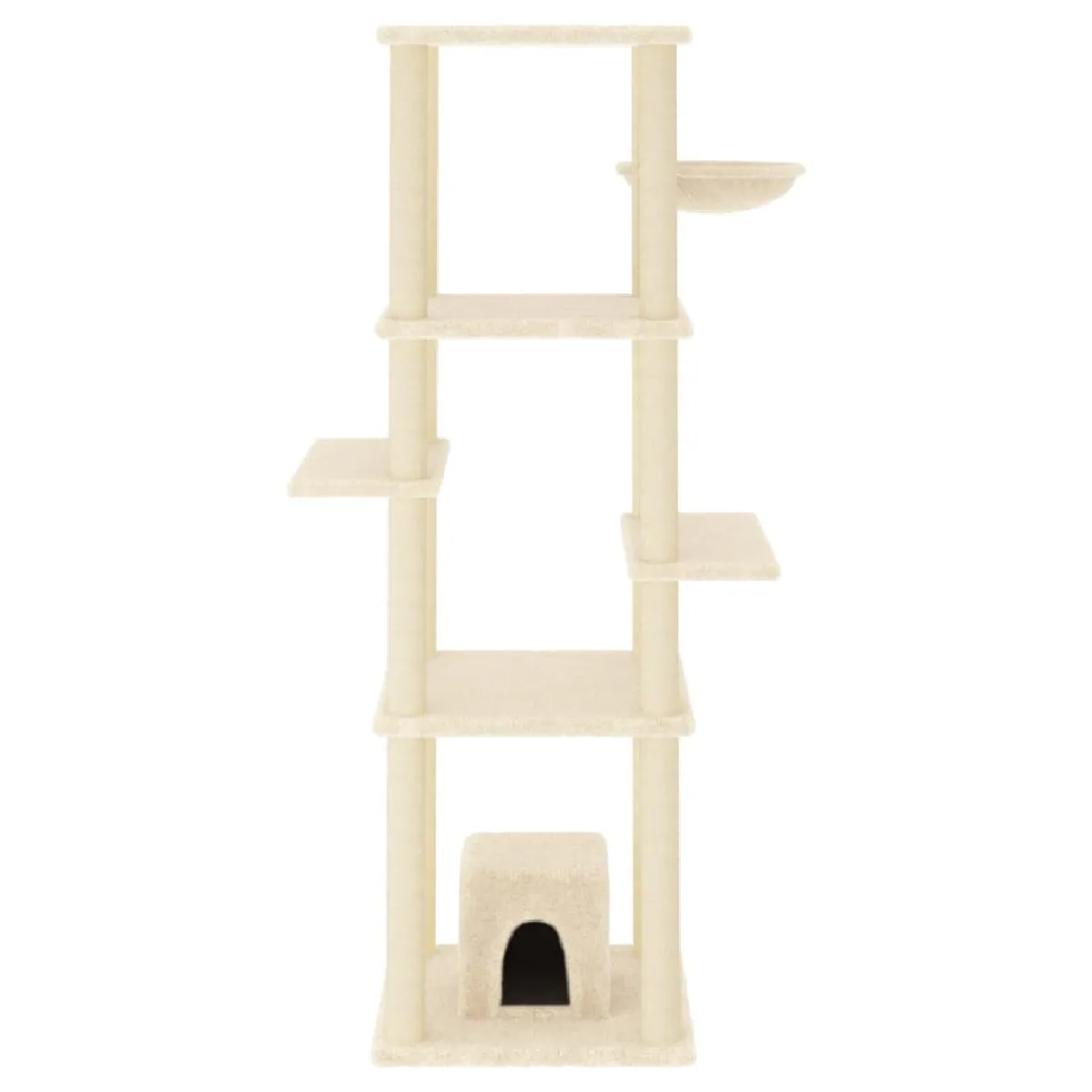 Comparer les prix de Arbre à chat meuble tour grimper jouet grattage grattoir escalade plateforme avec griffoirs en sisal 154 cm crème 02_0022488