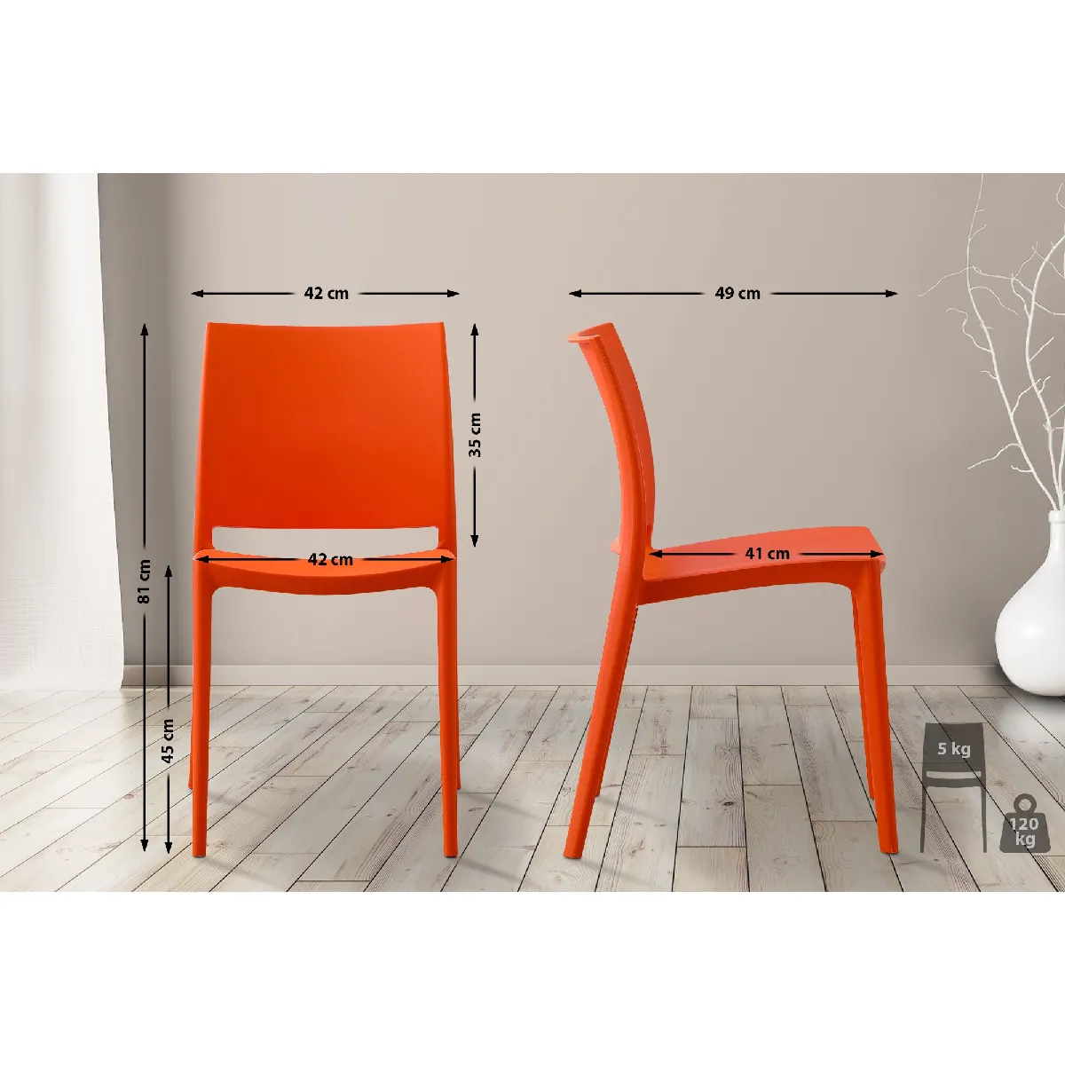 Lot de 2 chaises de jardin Meton - Orange