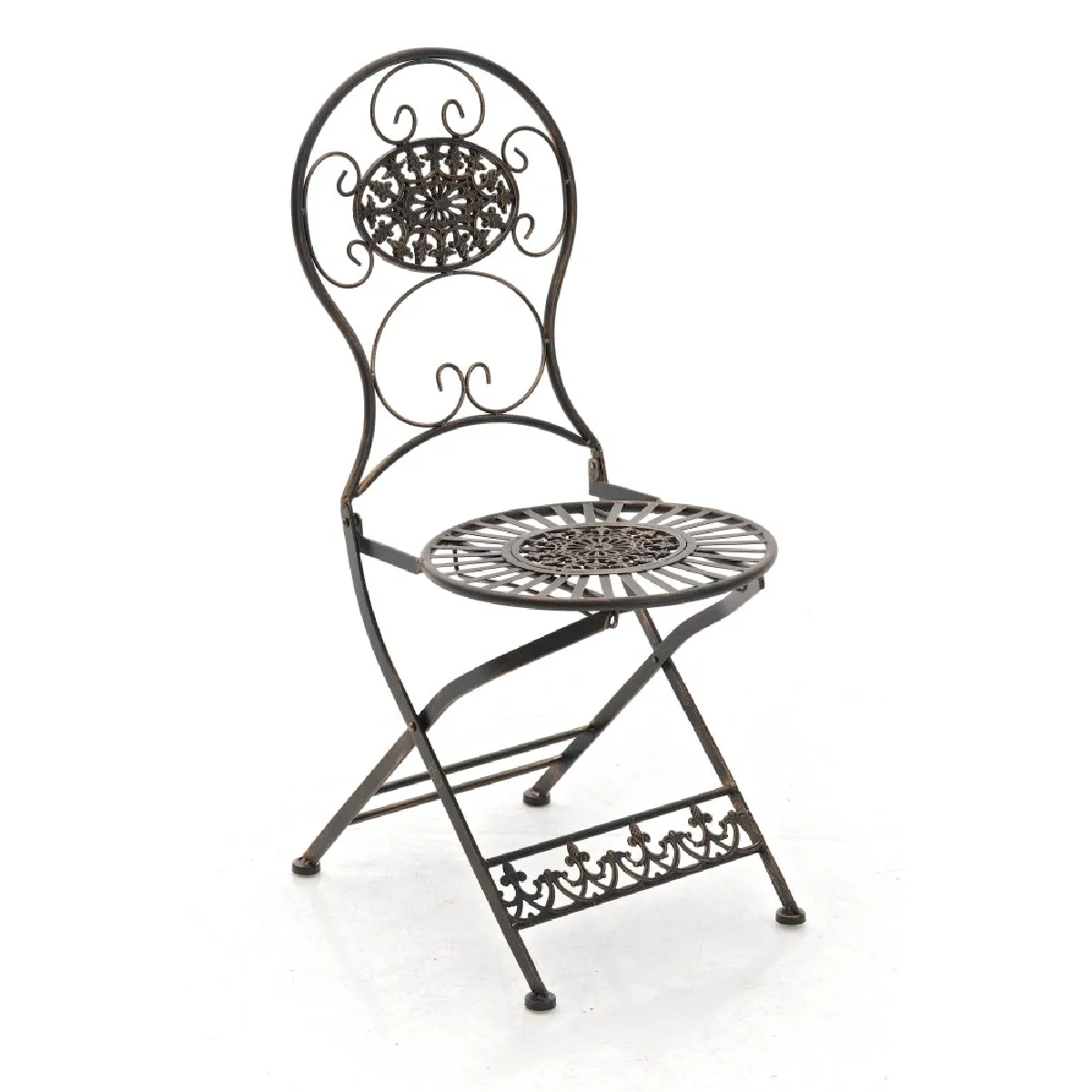 Chaise de jardin pliante fer forgé - Bronze