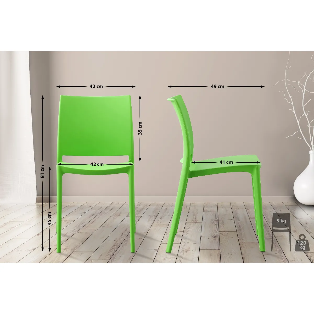 Générique Vert Lot De 2 Chaises De Jardin Empilables