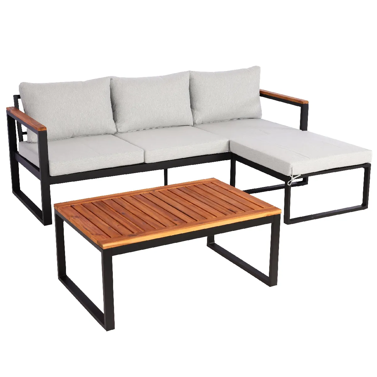 Decoshop26 Salon de jardin 3 places - Gris Decoshop26 Salon de jardin 3 places - Gris