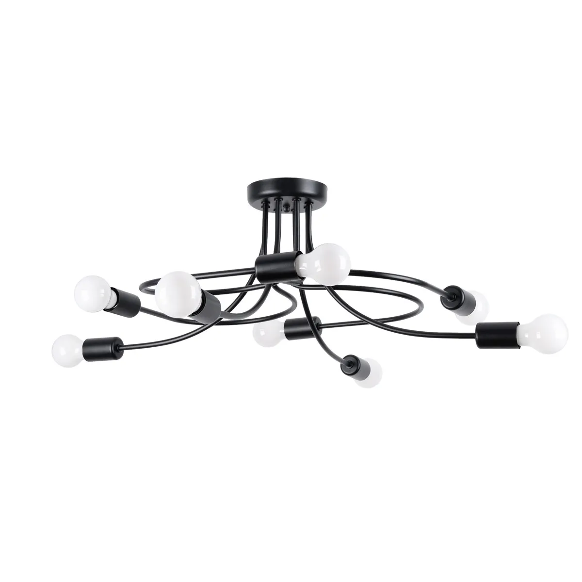 Sollux Lustre plafond Levar 8 lampes - Noir Sollux Lustre plafond Levar 8 lampes - Noir