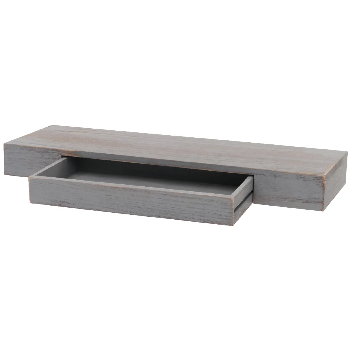 Decoshop26 Étagère murale avec tiroir - Gris
