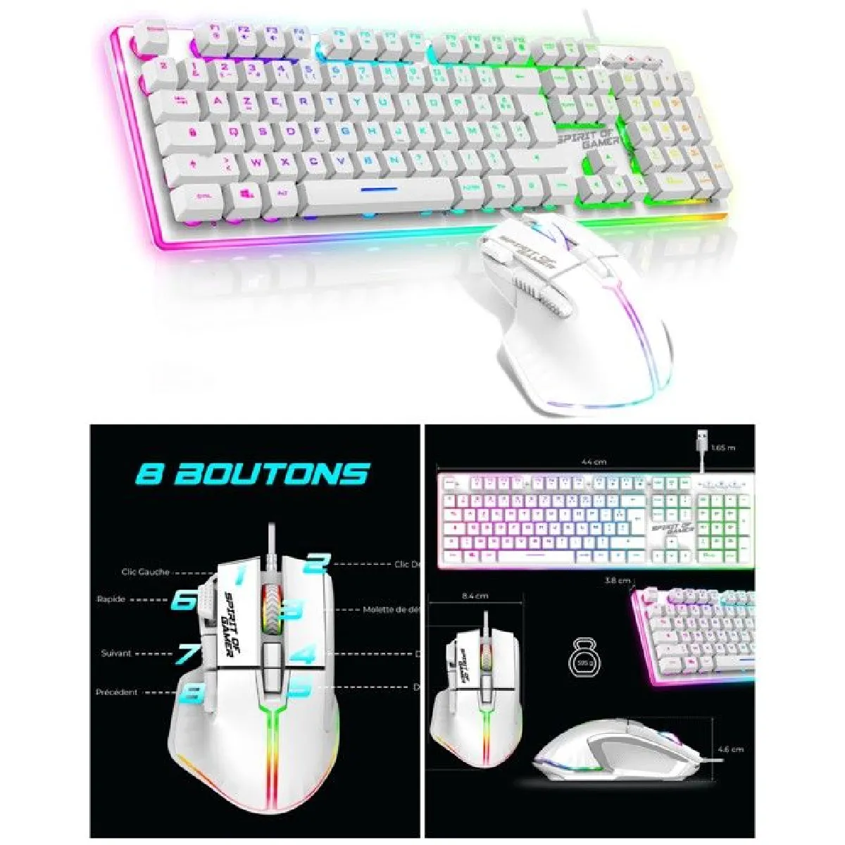 Ensemble Clavier Et Souris Gaming RGB LED Rétroéclairé - Clavier à Membrane - Neuf