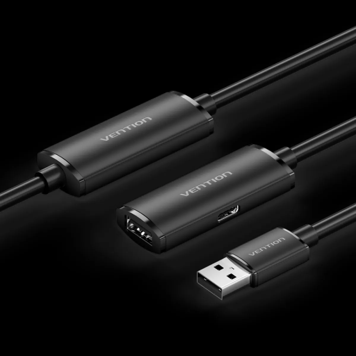 Câble USB Vention CBKBL 10m Extension Active 480Mbps USB 2.0 Noir - Image 2