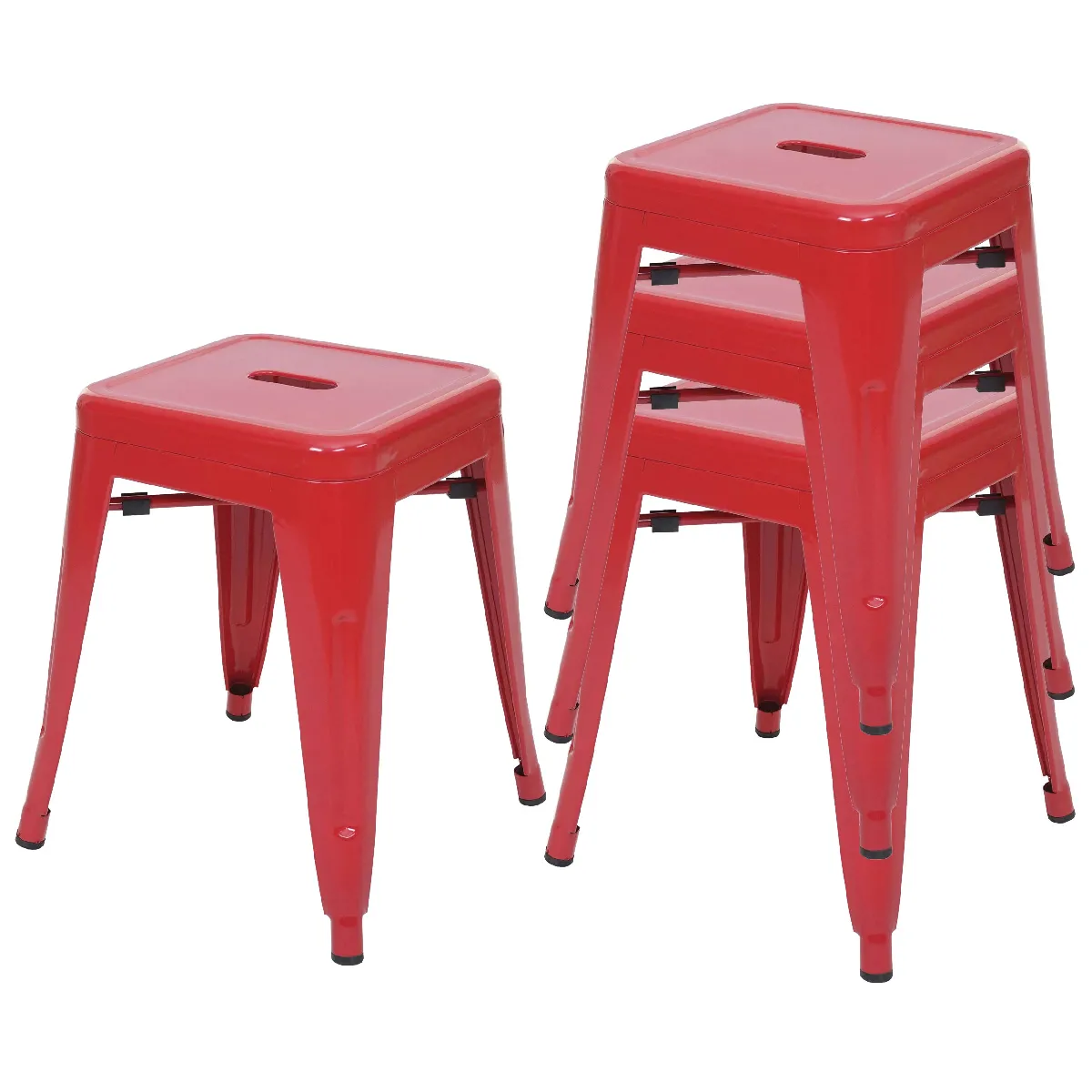 Lot de Tabourets Métal - Rouge