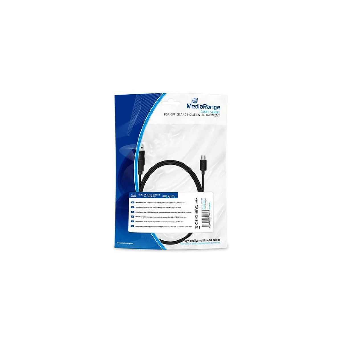 Mediarange Noir Câble Mini Usb 2.0Gb 1.8M
