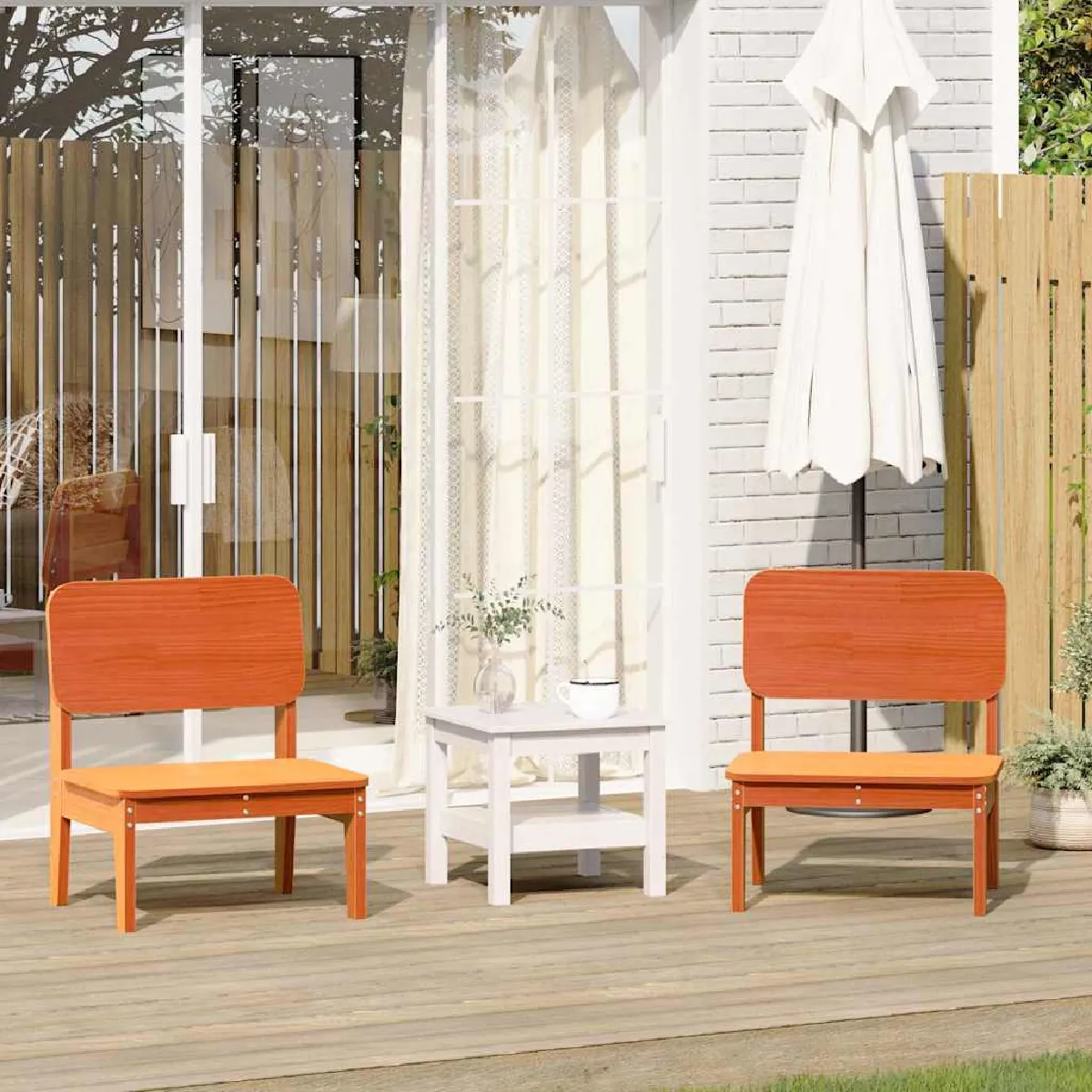 VidaXL 859324 Lot de 2 Chaises de jardin en pin - vue 2