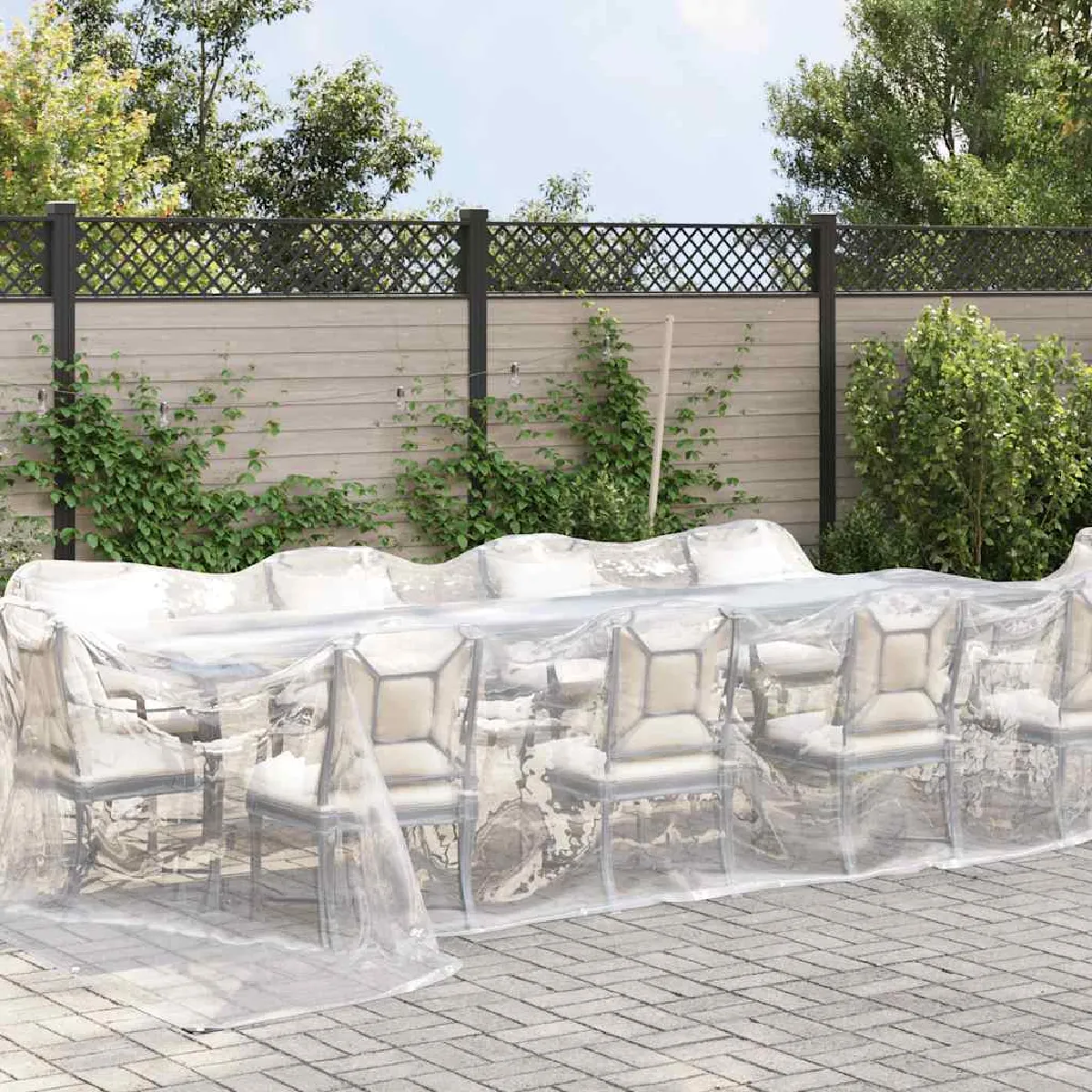 Vidaxl Bâche transparente avec œillets 4x10 m polyéthylène bâche claire 4018522 - vue 3