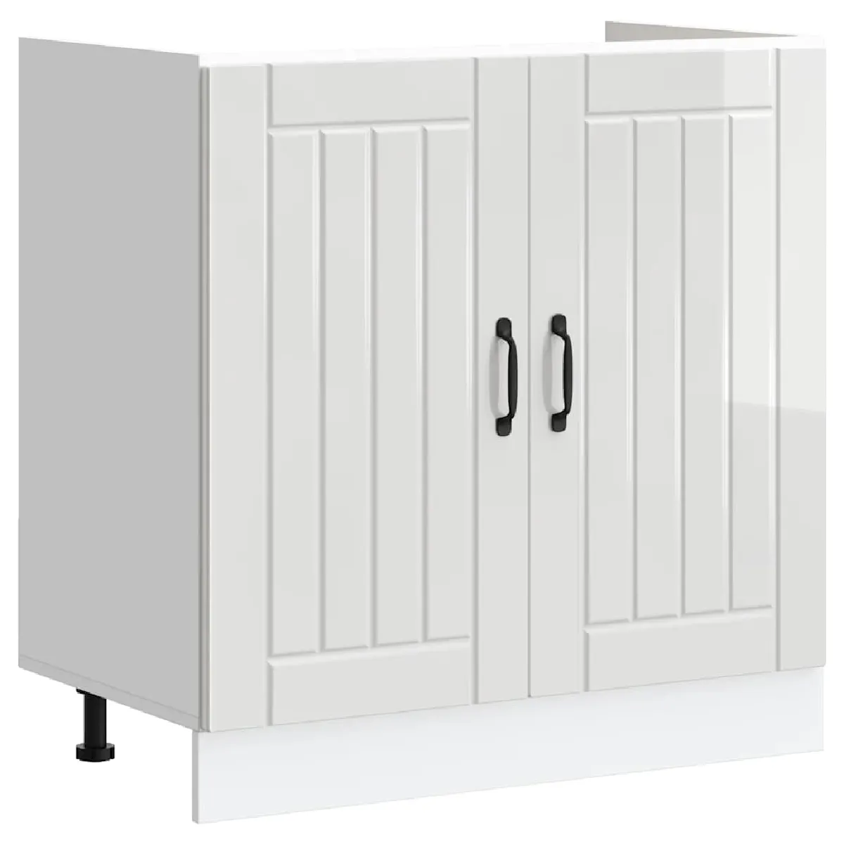 vidaXL Lucca Meuble sous évier - Blanc brillant