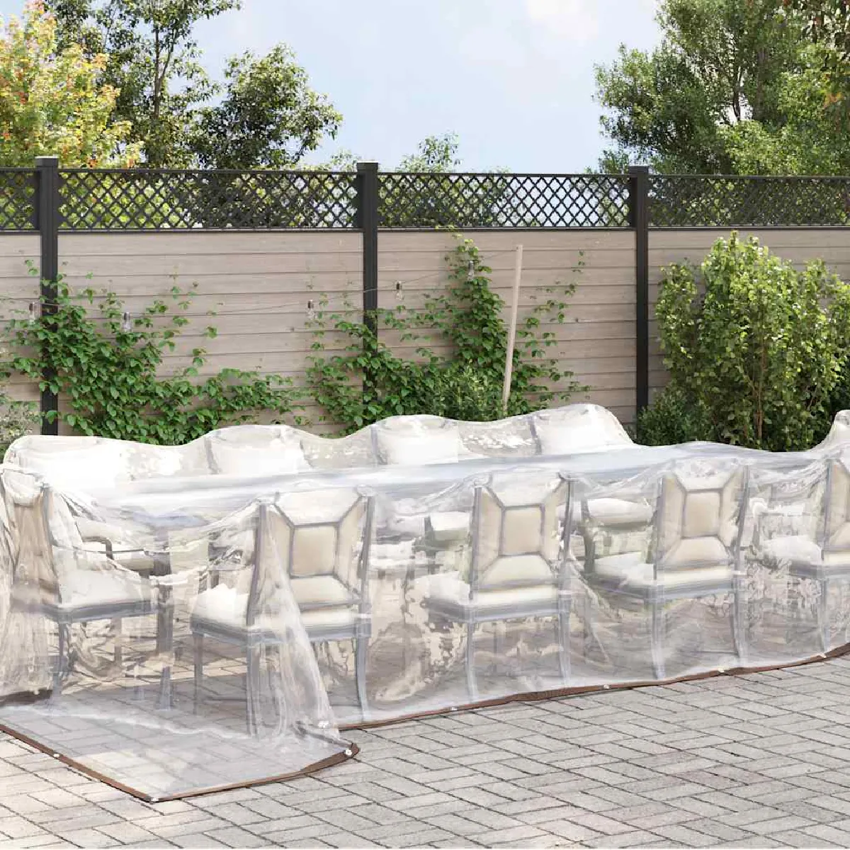 Vidaxl Bâche transparente avec œillets 4x10 m polyéthylène bâche claire 4018522 - vue 4