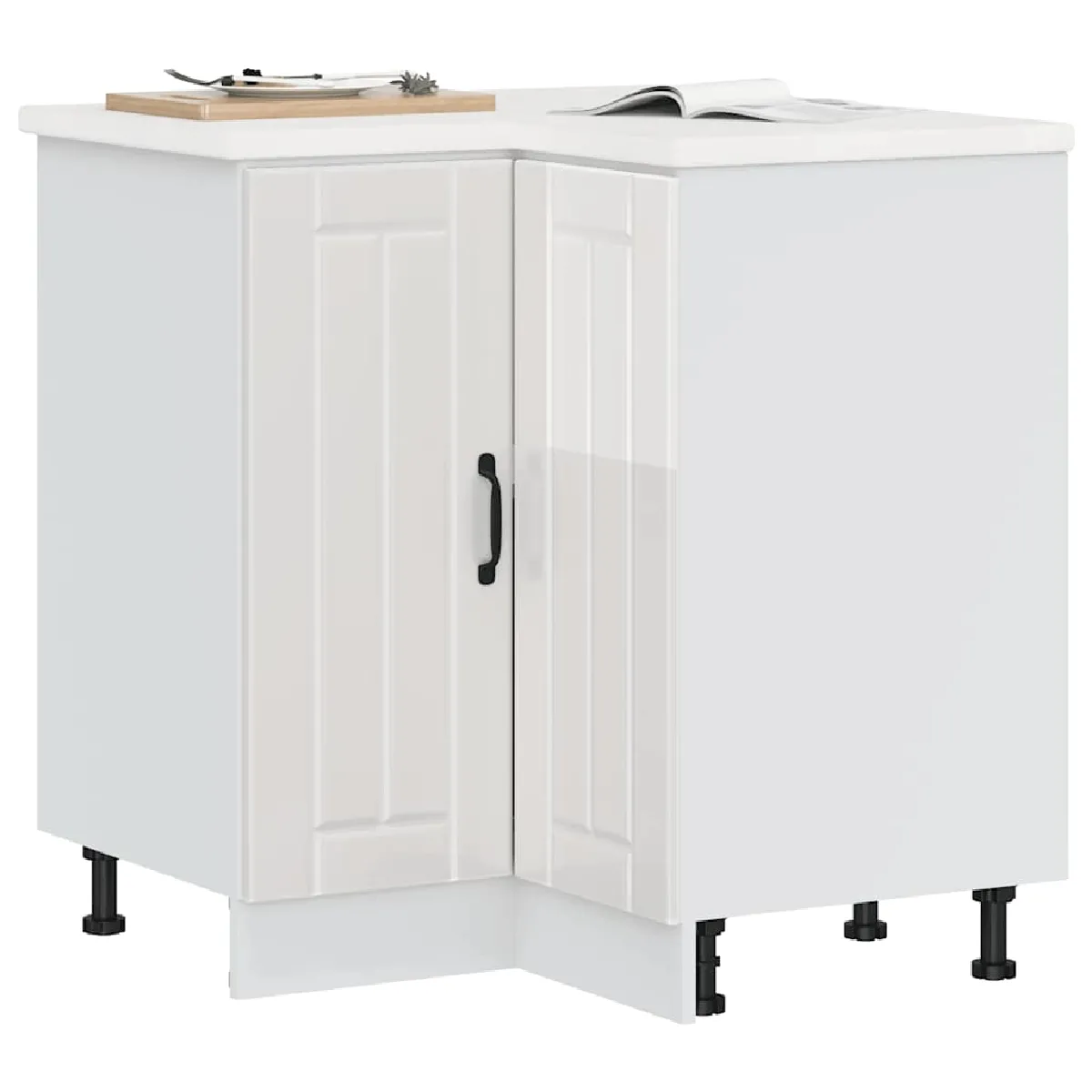 VidaXL Armoire d'Angle Cuisine Lucca Blanc Brillant