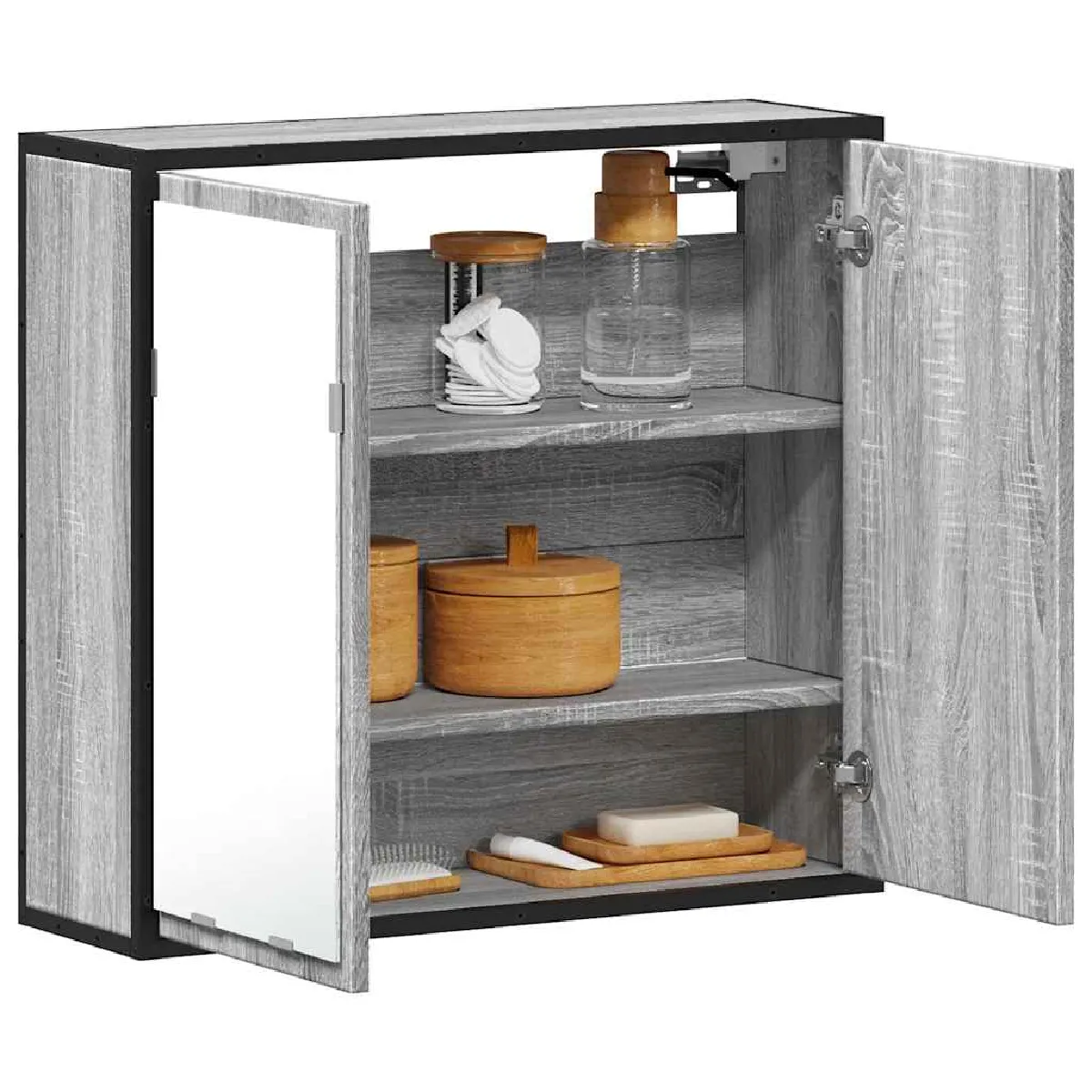 vidaXL Armoire de salle de bain Gris béton 60x33x61 cm Bois ingénierie