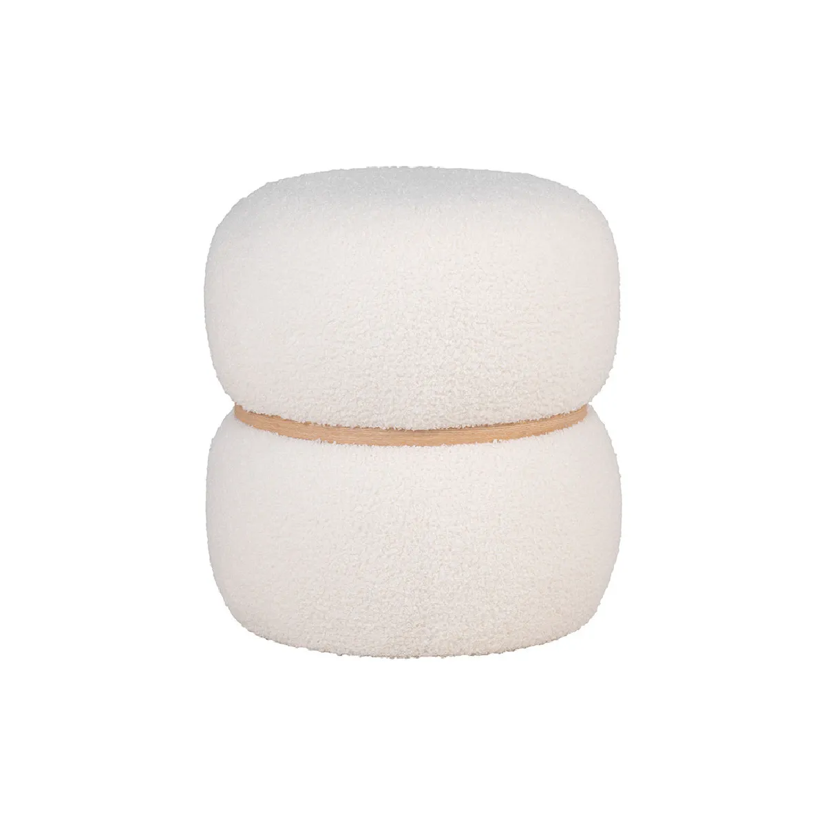 BestMobilier - Pouf - Sataya - Tissu Bouclette - Blanc - Image 3