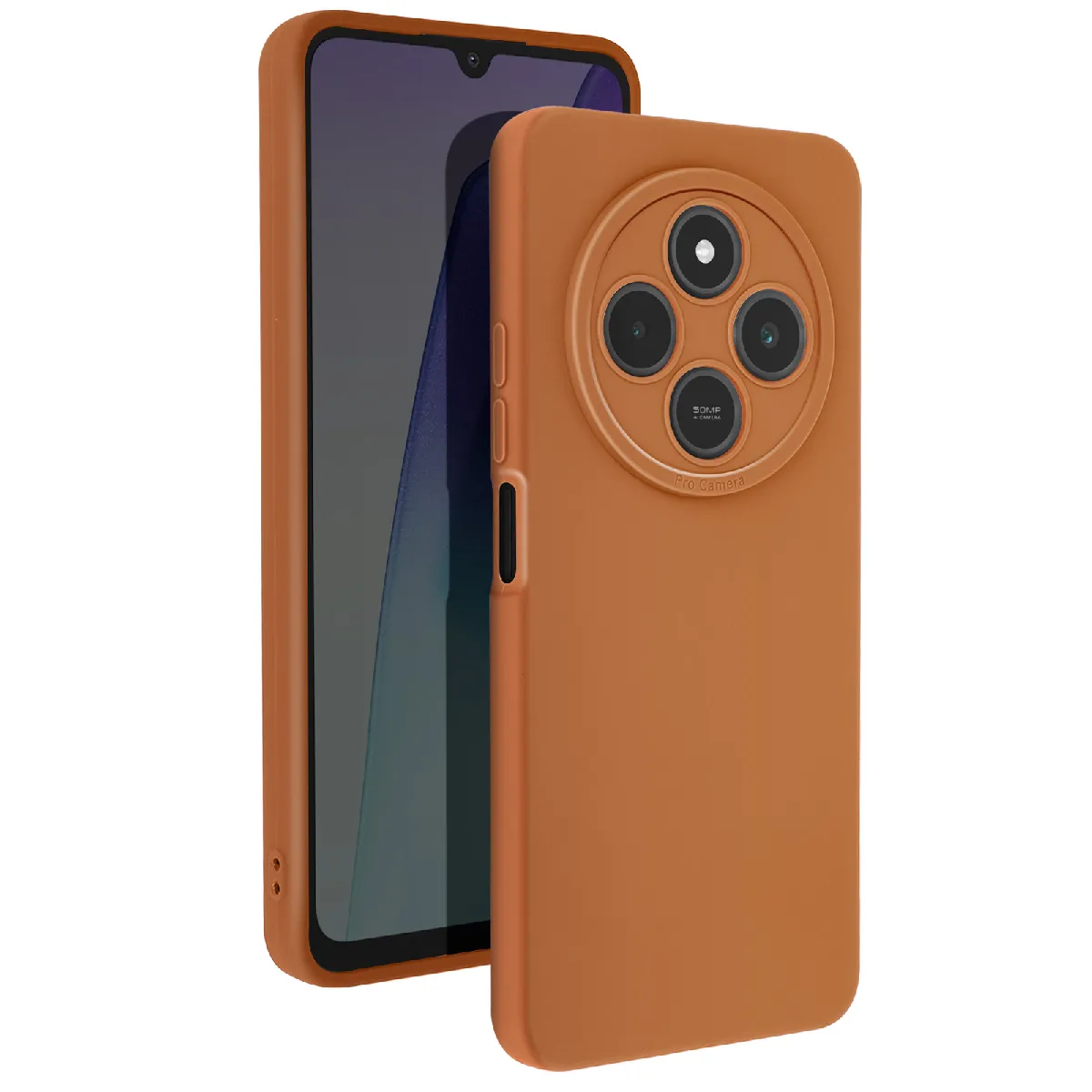 Avizar Marron Coque Pour Xiaomi Redmi 14C Silicone Mat Bloc Caméra Protégé