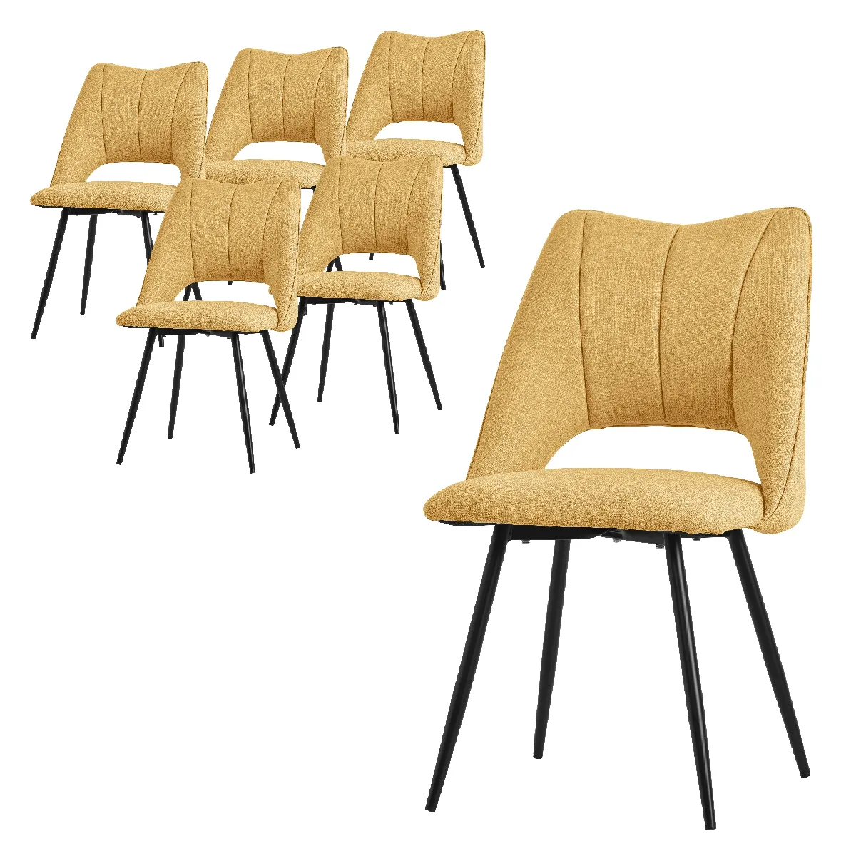 Lot de 6 chaises de salle à manger ML-Design - Jaune moutarde Lot de 6 chaises de salle à manger ML-Design - Jaune moutarde