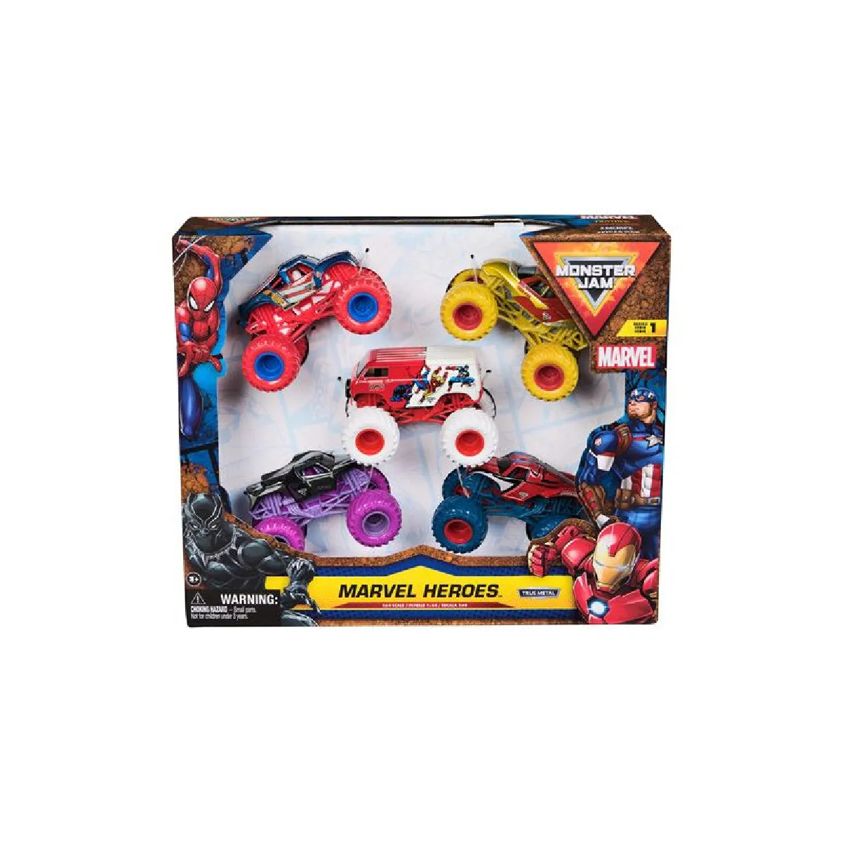 Mjam Multicolore Pack De 5 Véhicules Monster Jam Marvel Die Cast - Image 3