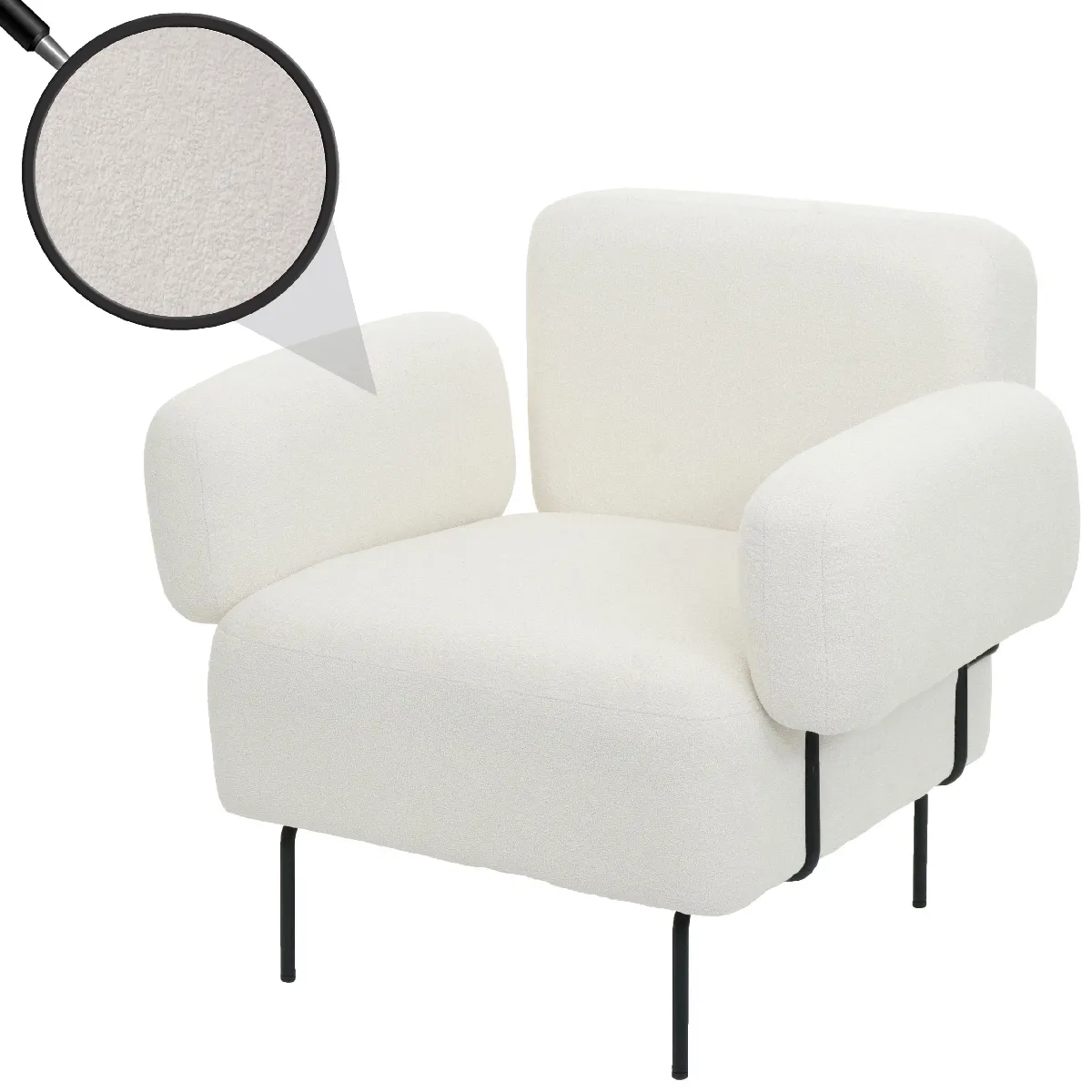 Mendler Blanc Fauteuil Tissu