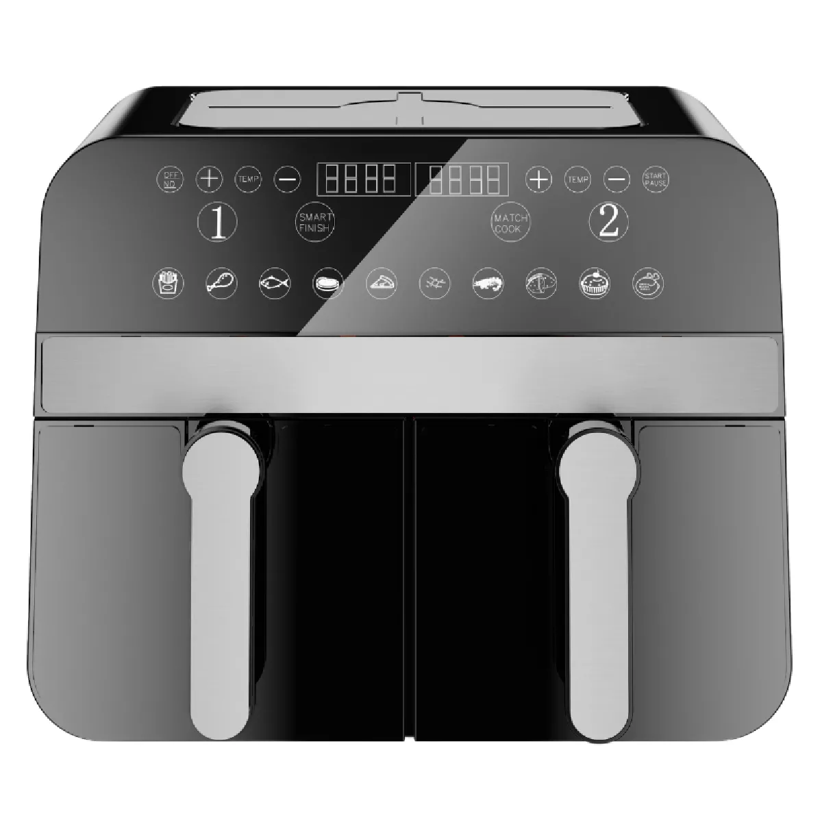 Non Communiqué Noire Friteuse À Air Chaud Airfryer Numérique Double Panier 2400W 9L Comfy Nest Cnafd45nb - Image 3