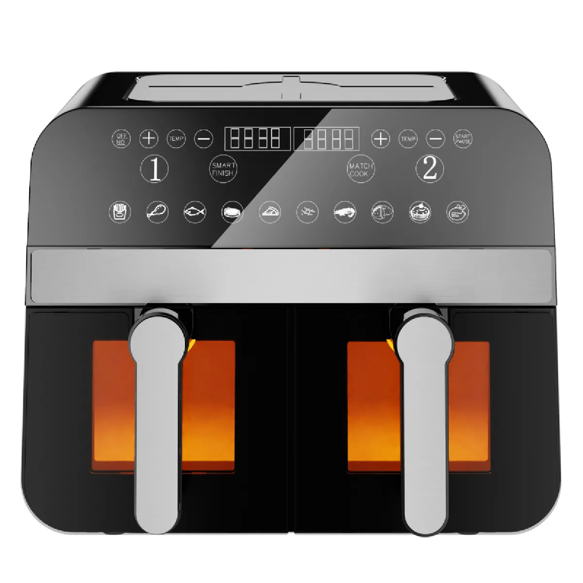 Comfy Nest Noir Friteuse À Air Chaud Airfryer Numérique Double Panier E 2400W Avec Fenêtre 9L Cnafd45wb - Neuf - Image 4