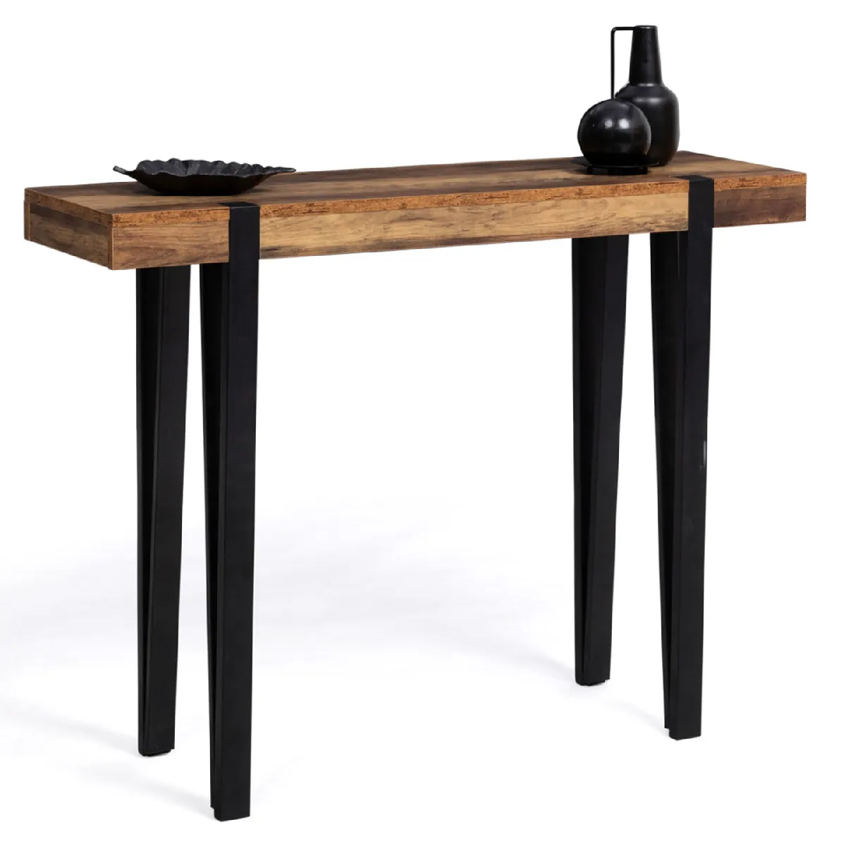 IDMarket Console Vintage Noemi 1 Tiroir Bois Pieds Épingle Style Rétro