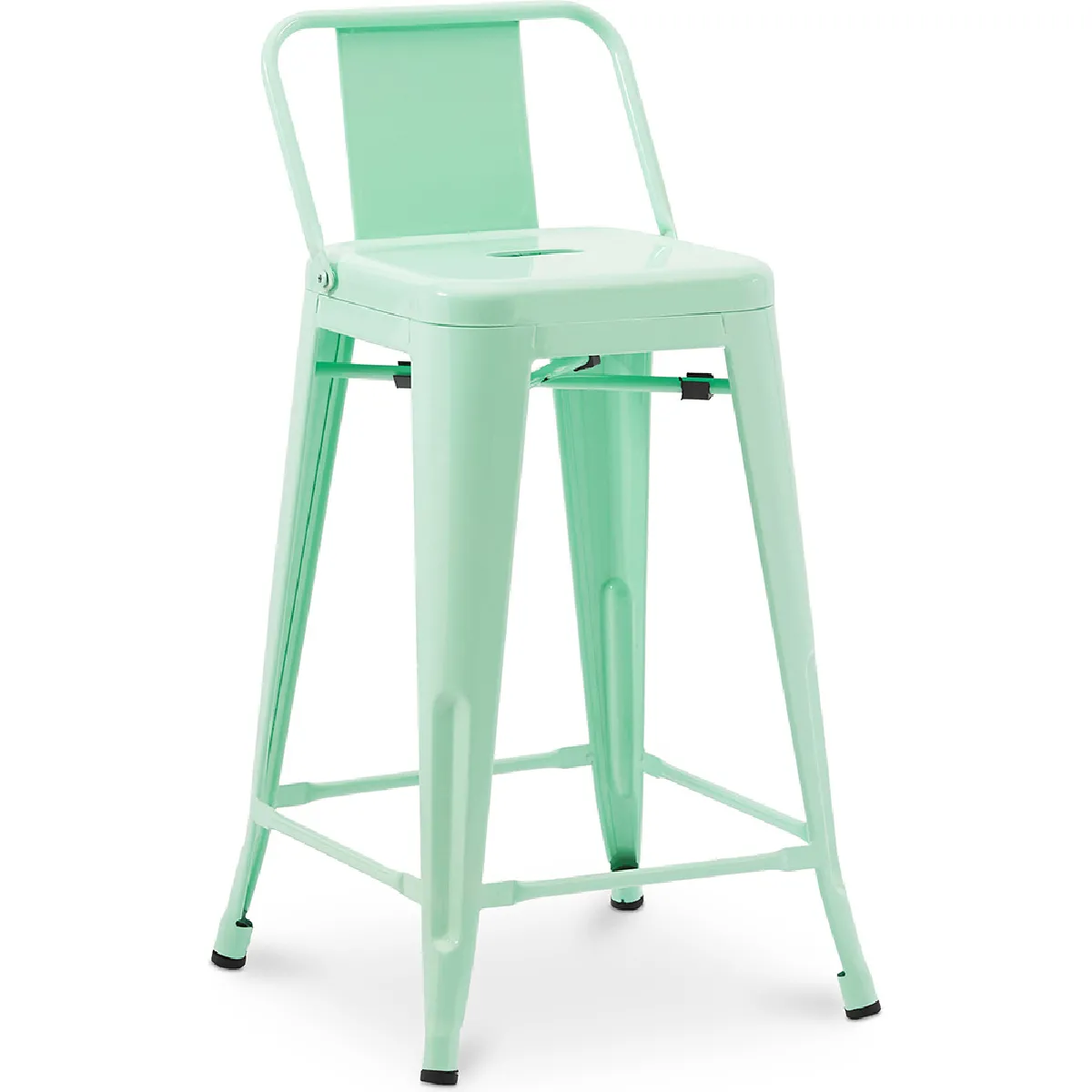 Tabouret de bar avec dossier - Design industriel - 60cm - Nouvelle édition - Stylix Menthe