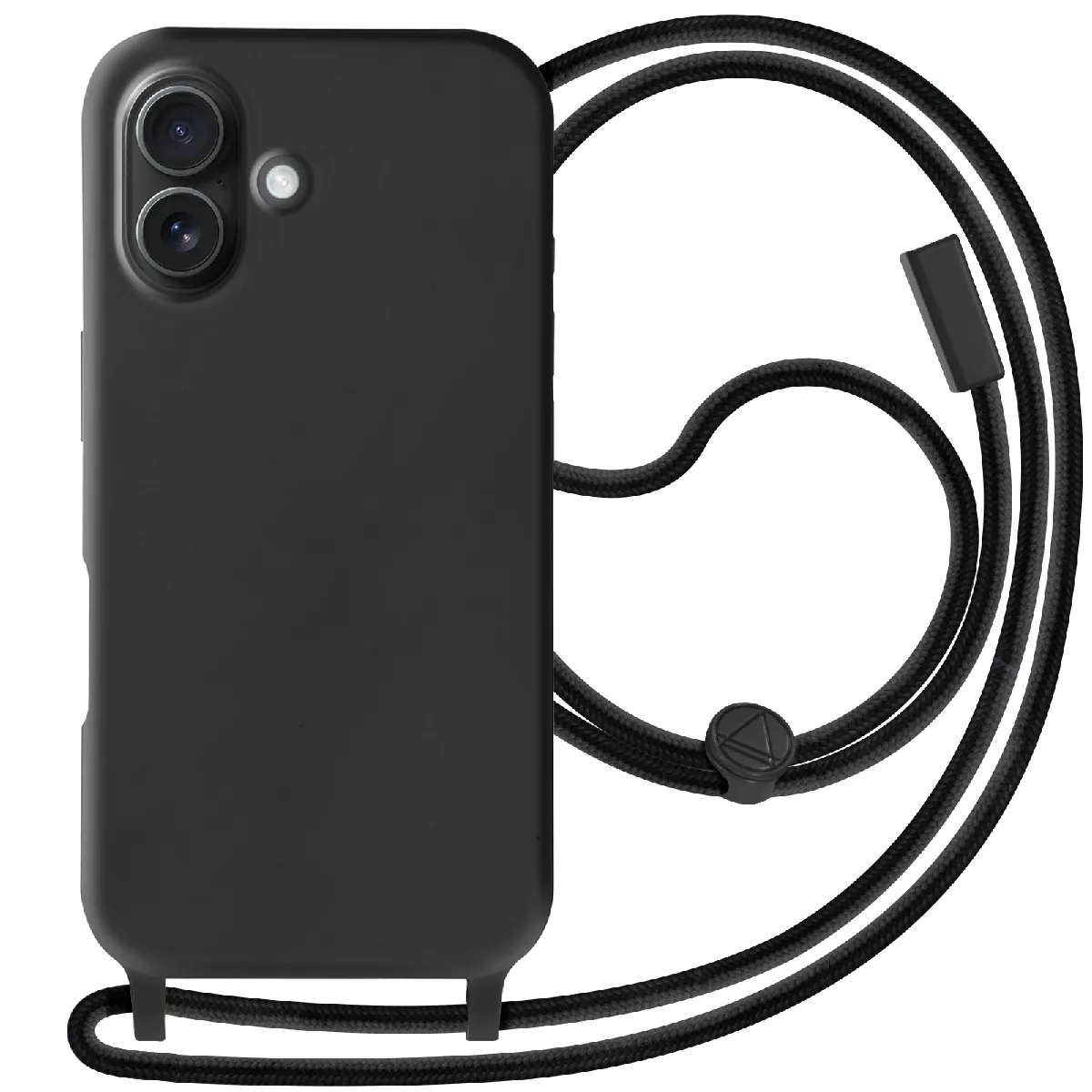Avizar Noir Coque Cordon Semi Rigide Soft Touch Pour Iphone 16