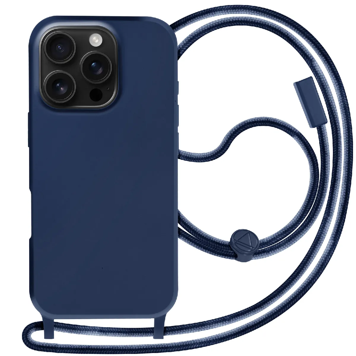 Avizar Bleu Coque Cordon Semi Rigide Soft Touch Pour Iphone 16 Pro Nuit