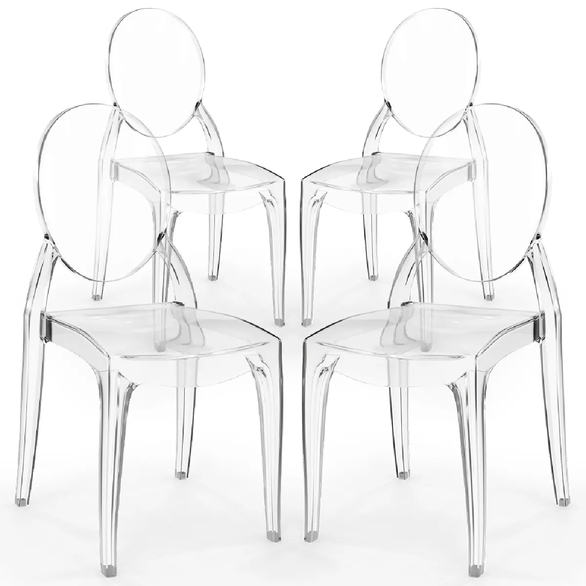 Pack de 4 chaises de salle à manger transparentes - Arthur Transparent