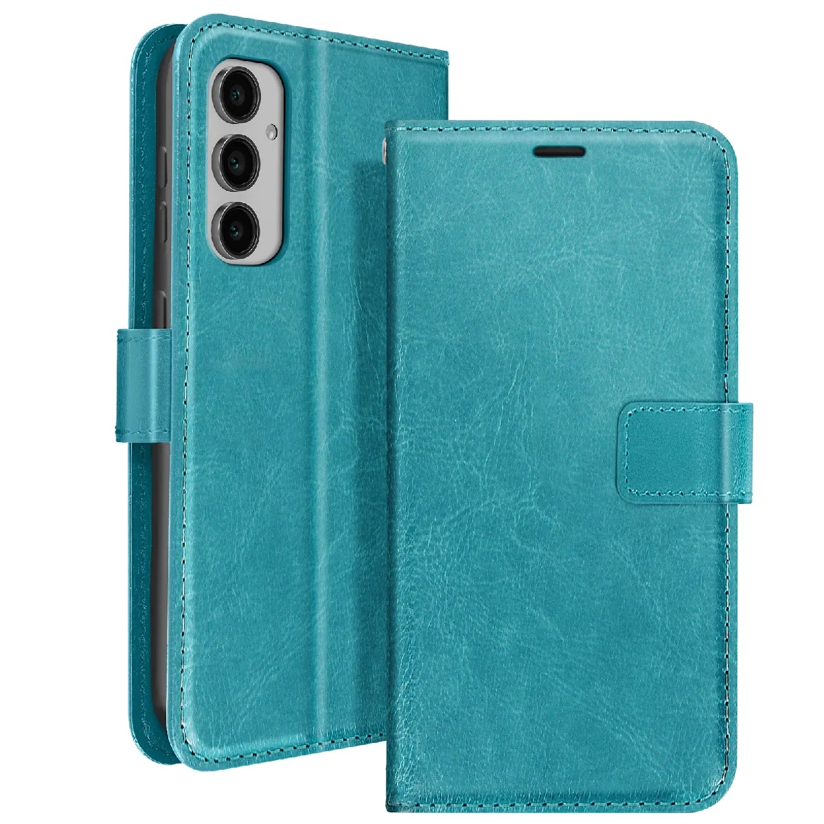 Mayaxess Turquoise Étui Pour Samsung Galaxy S24 Fe Portefeuille Avec Dragonne