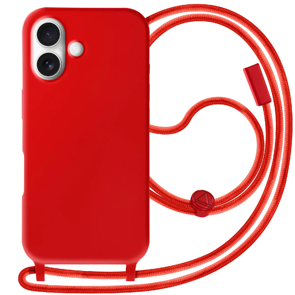 Avizar Rouge Coque Cordon Semi Rigide Soft Touch Pour Iphone 16 Plus