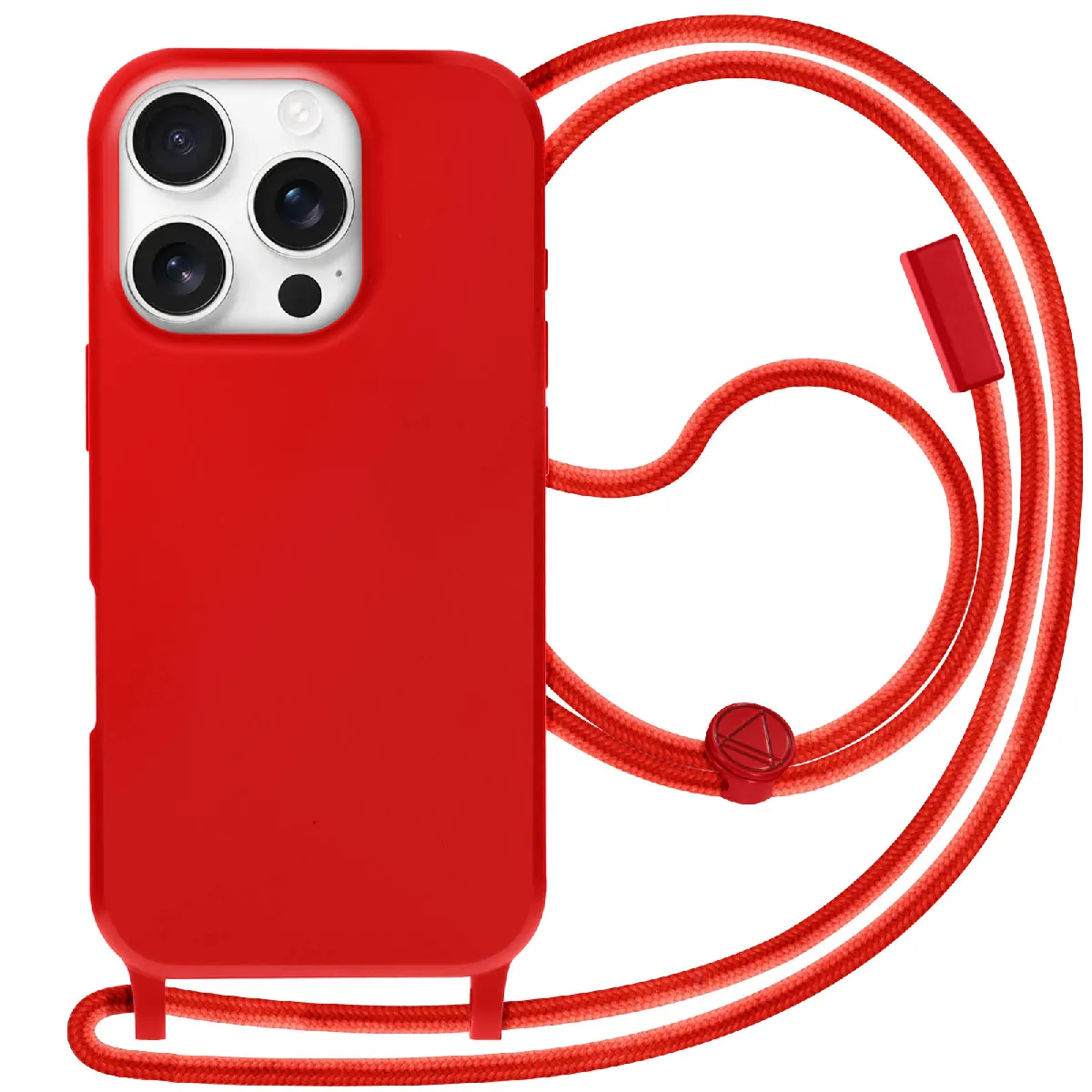 Avizar Rouge Coque Cordon Semi Rigide Soft Touch Pour Iphone 16 Pro
