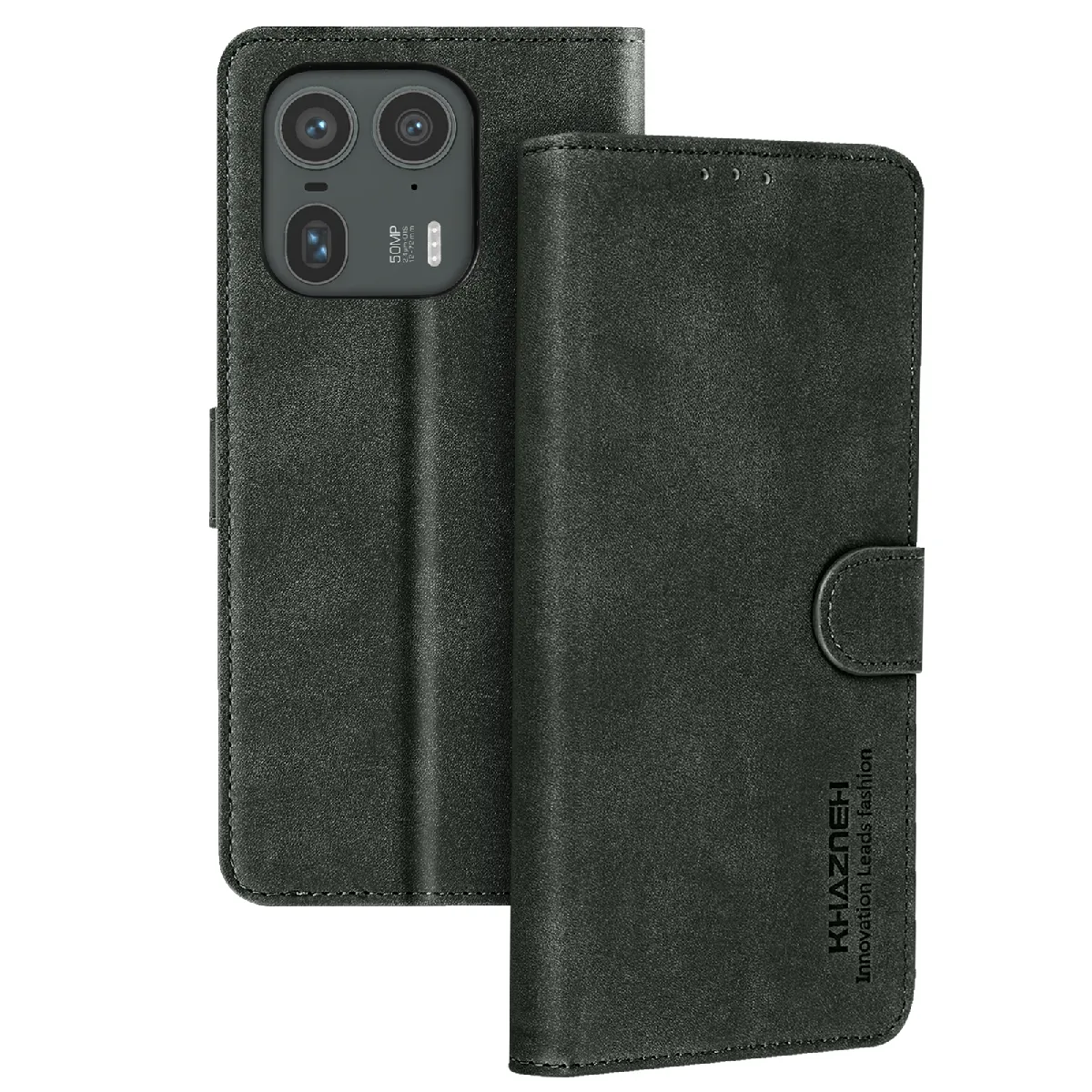 Avizar Vert Étui Pour Motorola Edge 50 Ultra Portefeuille Support Vidéo Foncé