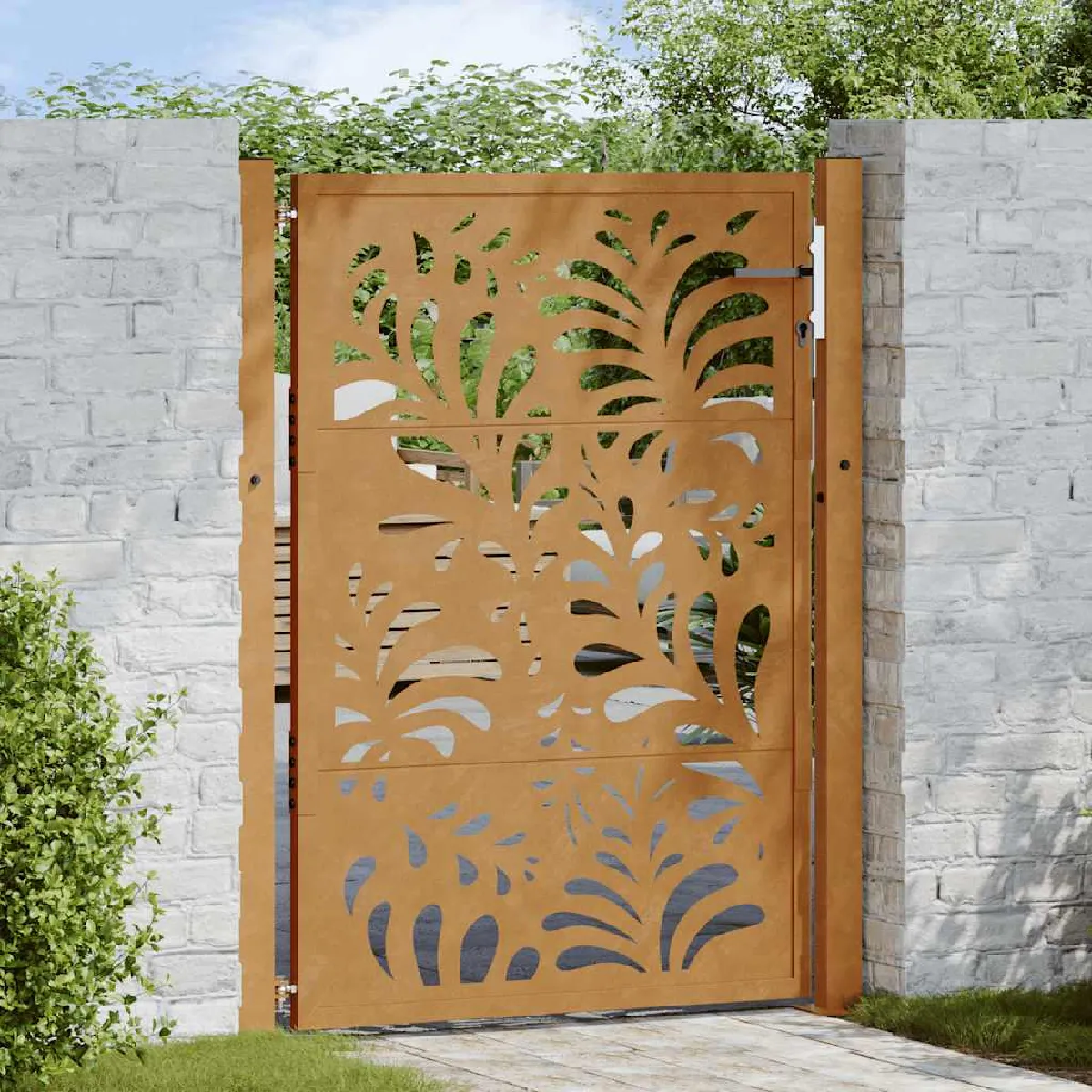vidaXL Porte de jardin acier résistant aux intempéries Design vagues - vue 2