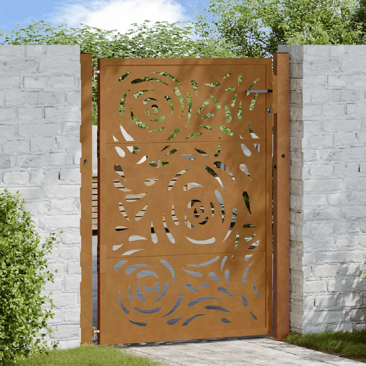 VIDAXL Porte de jardin acier intempéries Design flamme - vue 2
