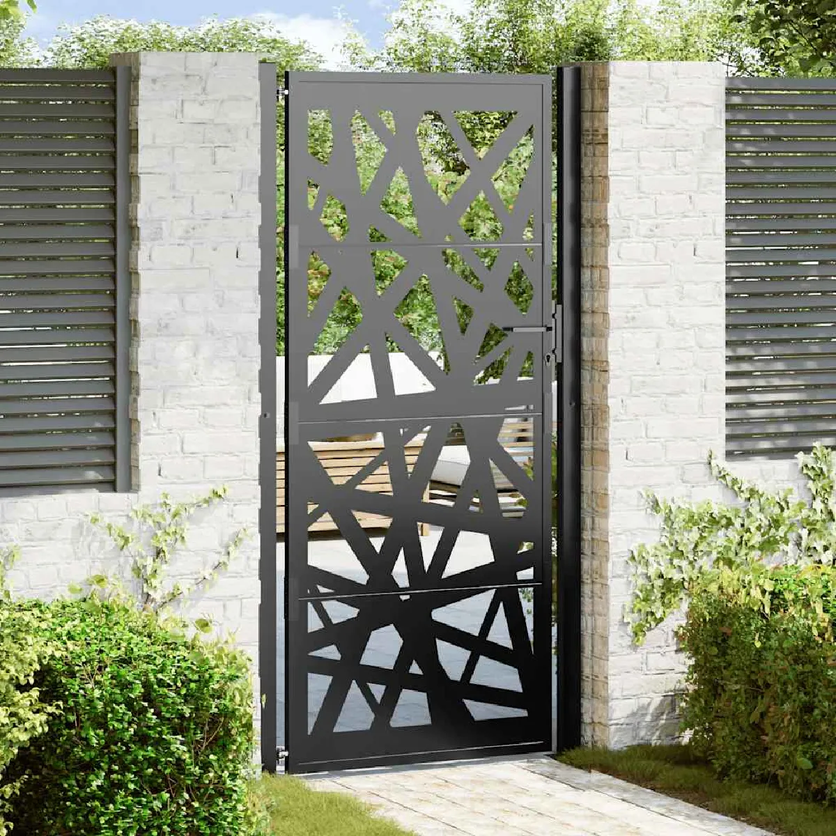vidaXL Portail de jardin acier 105 x 205 cm - vue 2