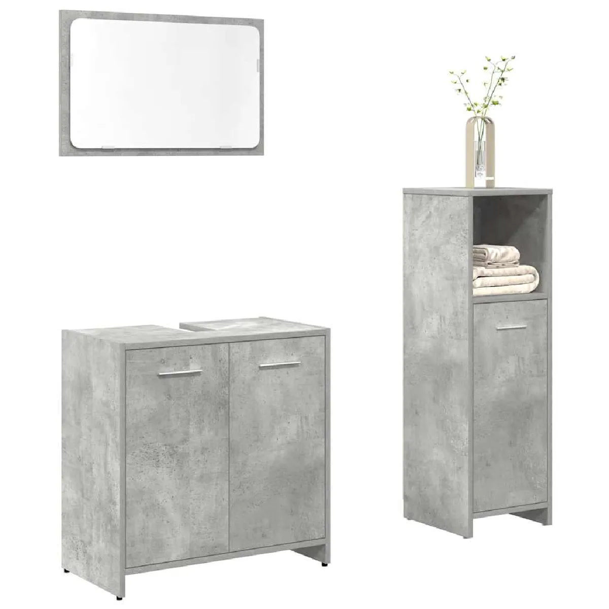 vidaXL Salle de bain 3 pcs Gris béton
